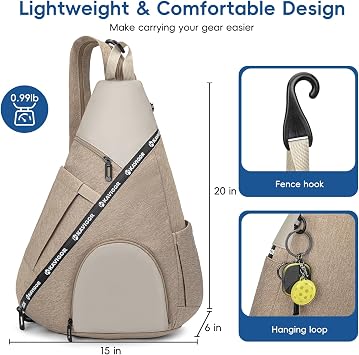 KAVIGOR Pickleball Bag, 7 Pockets & Upgraded Zippers, Lightweight Sling Bag with Detachable Strap & Water-Resistant Pocket