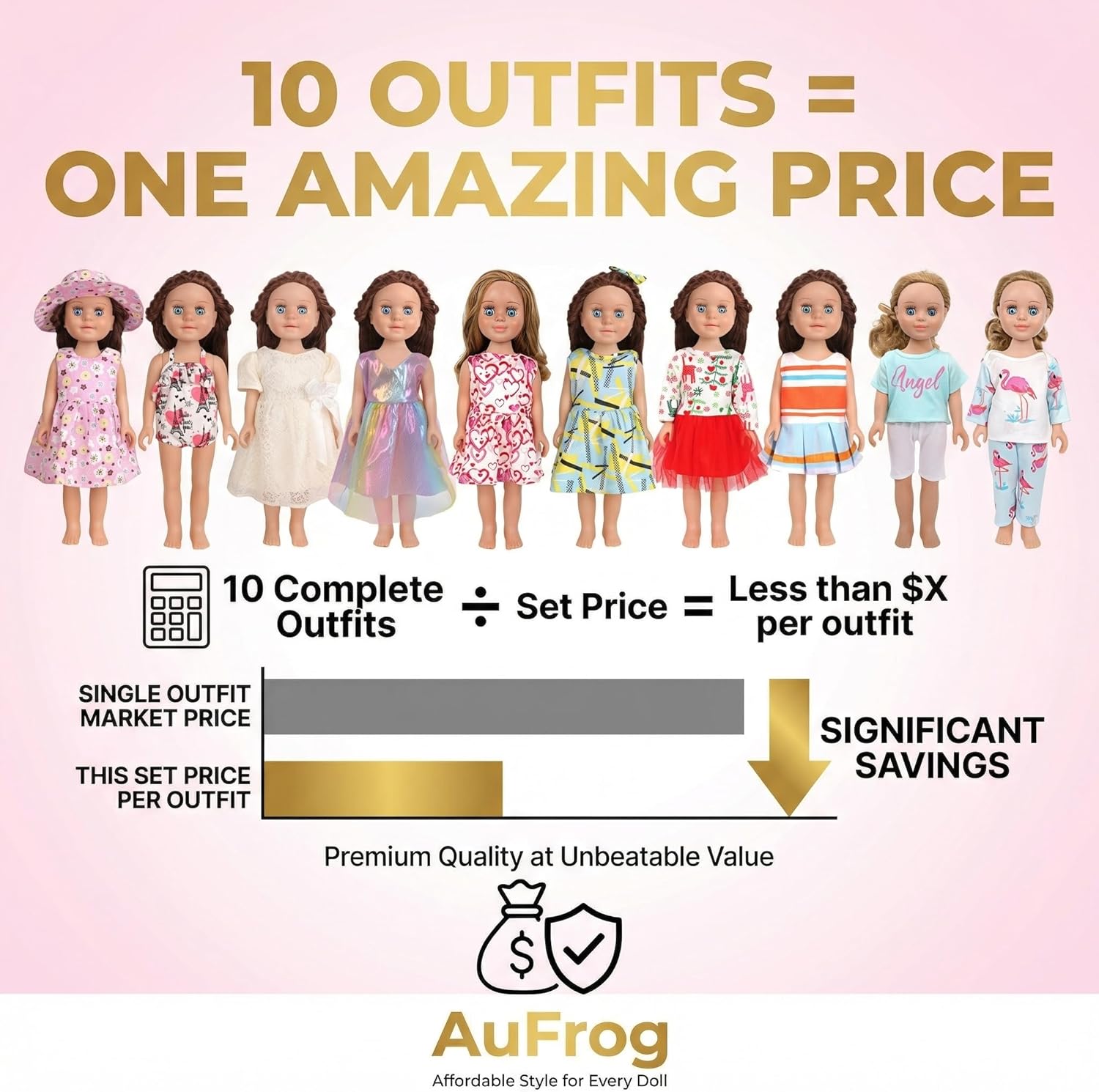 10 Sets of 18 Inch American Doll Clothes, Including 10 of Doll Clothing Dress Outfits for Gift Dolls, Birthday Gifts for Kids