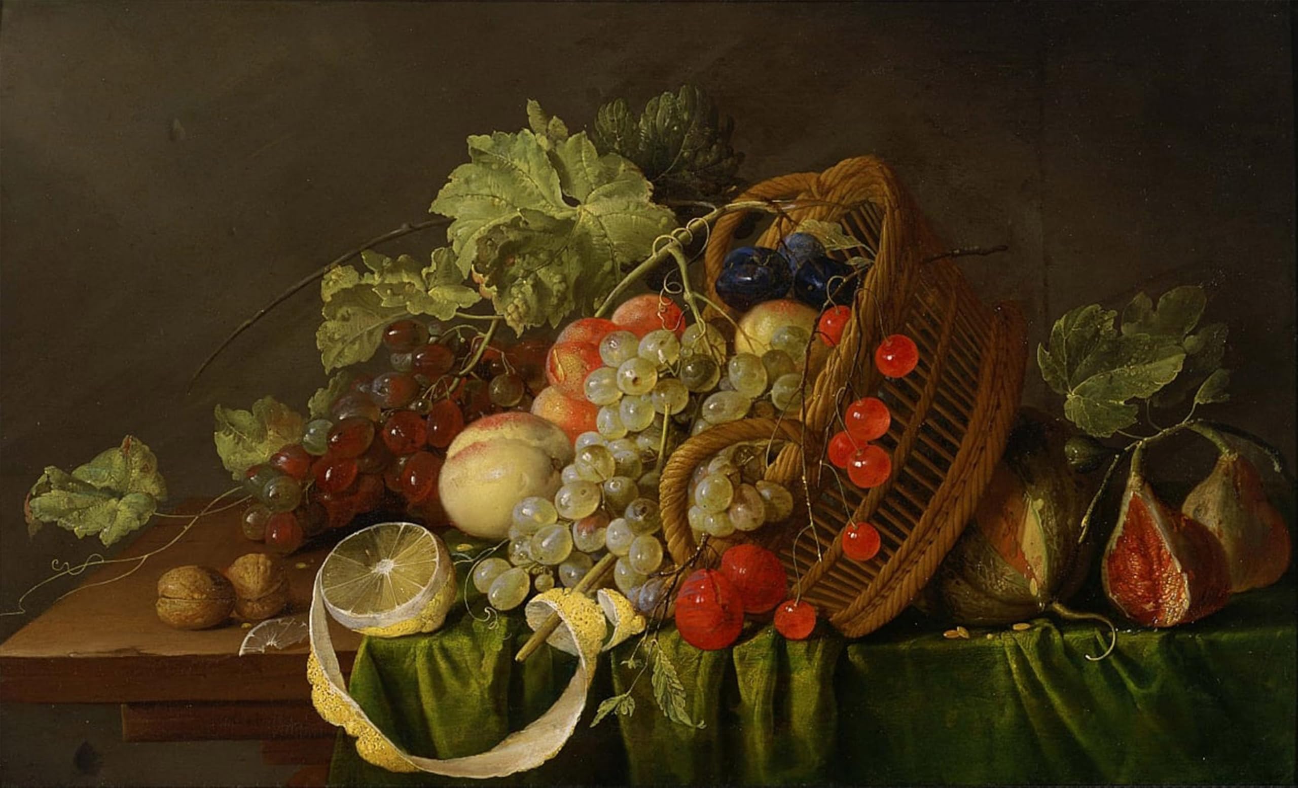 Artxlxxbn No Frame Famous Painting Canvas Artwork Graffiti Print Still Life With A Basket Of Fruit By Cornelis De Heem Portrait Canvas Image For Home Decor 60X90cm