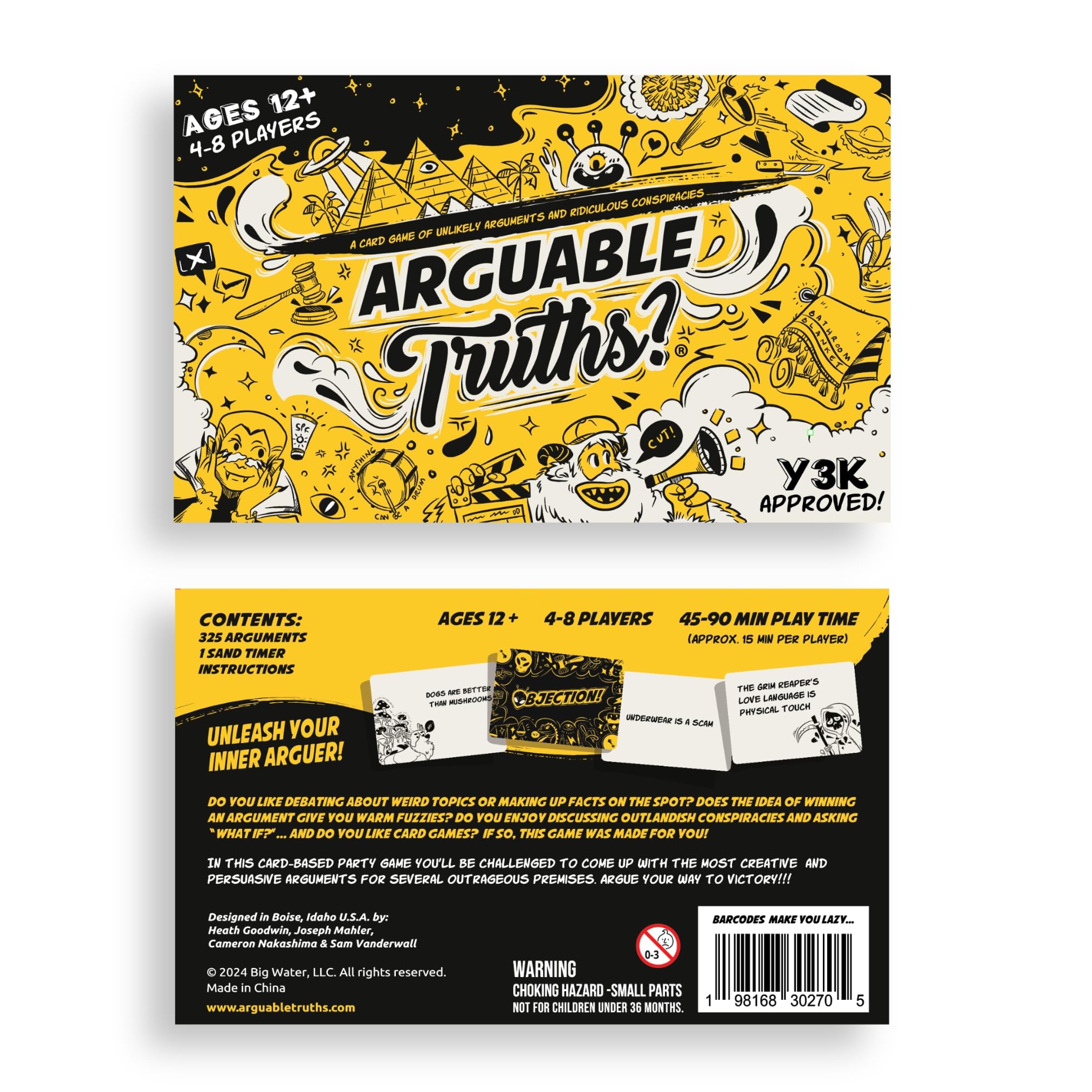 Arguable Truths? Un juego de cartas de argumentos improbables y conspiraciones ridículas | Juego de fiesta de ritmo rápido de debates y temas divertidos | A partir de 12 años | 4-8 jugadores | 325