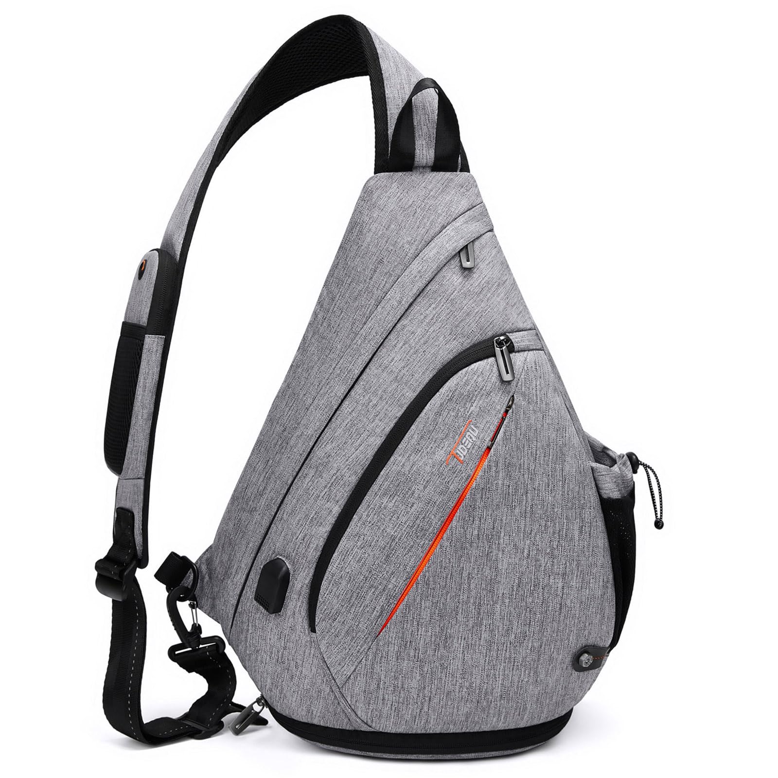 TUDEQU Sling backpack, 8 Pockets Sling Bag Crossbody, 19L Large Sling Bag for Men Travel Crossbody Backpack Hiking Outdoor