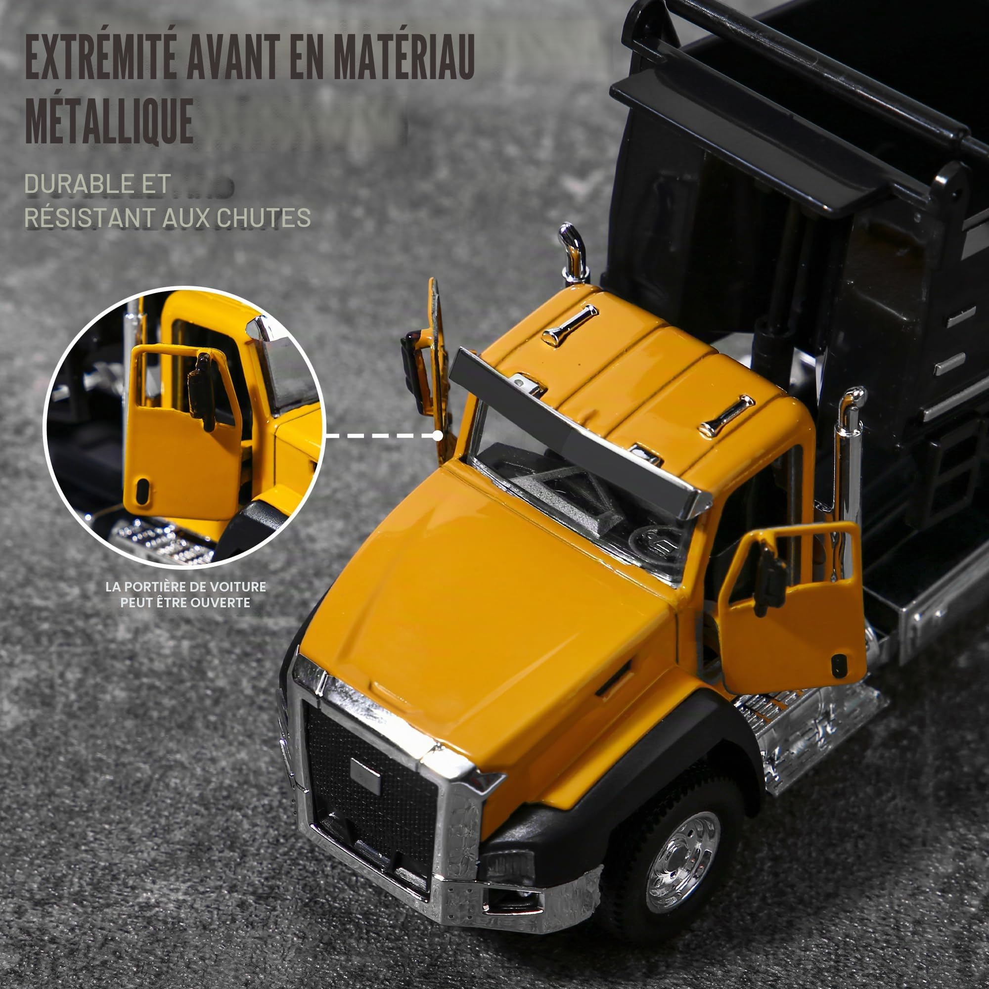 AIUAZA 1/50 Ratio Moulage sous Pression ingénierie Construction véhicule Alliage Collection Voiture modèle, Porte de garçon Ouverture Tirer en arrière Voiture Jouet (3pcs per Set)