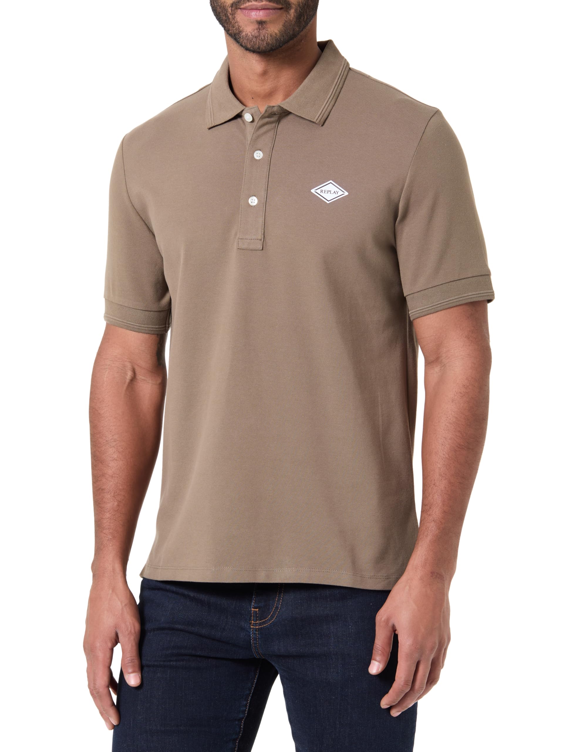 Replay M3070l Polo Shirt, 426 Khaki, S Men's