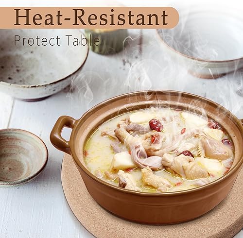 Miniatura 4 de Salvamanteles de corcho para platos calientes, 8 posavasos de corcho de alta densidad, salvamanteles resistentes al calor de 7.5 pulgadas para ollas