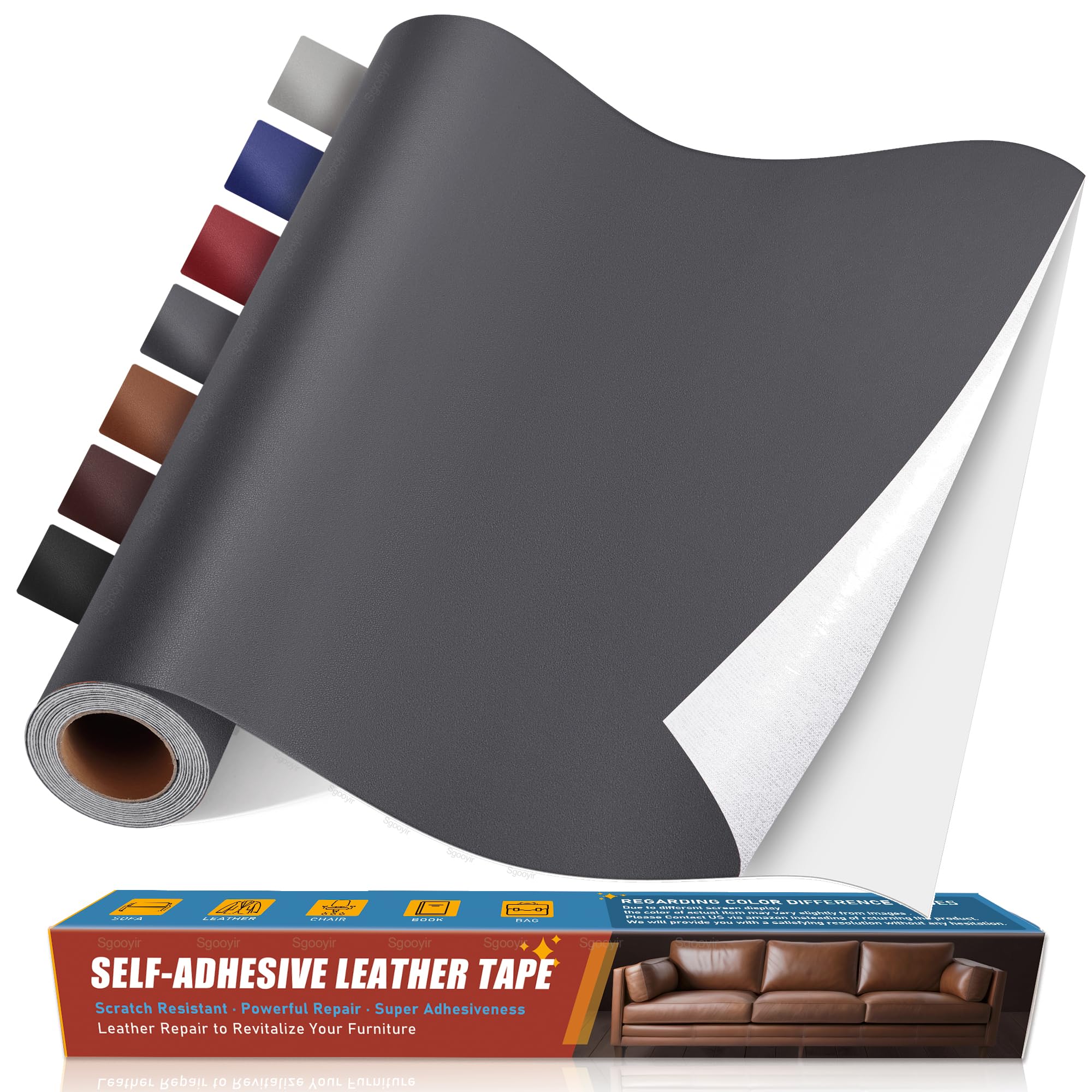 Sgooyir Leder Reparatur Set, Kunstleder Selbstklebend, Kunstleder Reparaturset Flicken Selbstklebend Patch für Autositze, Sofa, Jacken, couch, MöbelV