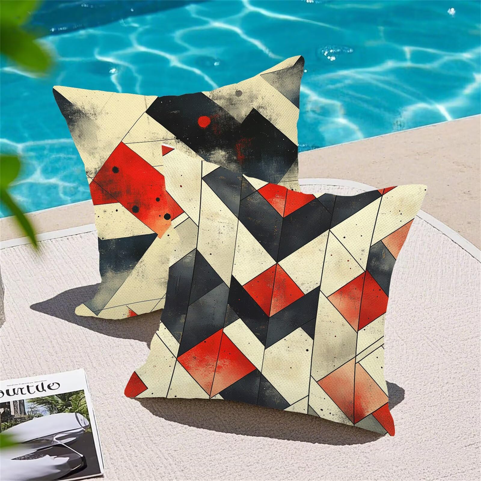 Juego de 4 Fundas Cojines Crema Geometría (6) 70 x 70 cm Fundas Cojines, Decoración Moderna Cojin Exterior, para Sofá salón Coche Cama Sillas Decoración, Cuadrado Terciopelo Sofá Cojín Exterior m-448