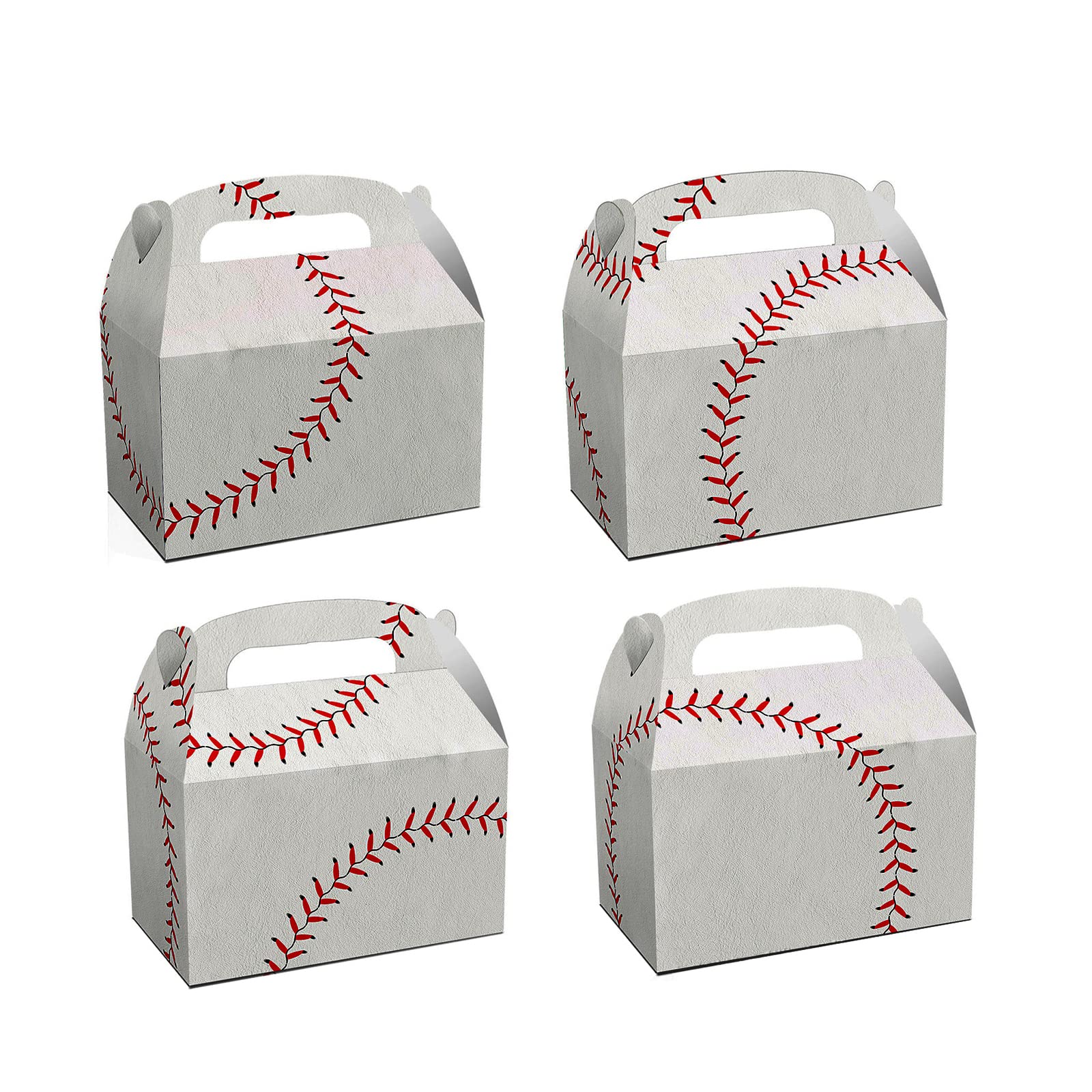 KVMORZE 12 Pcs Baseball Treat Boxes, Baseball Sports Theme Party Favor Gift Box, Cute Team Favor Cardboard Boxes with Handles for Birthday Party