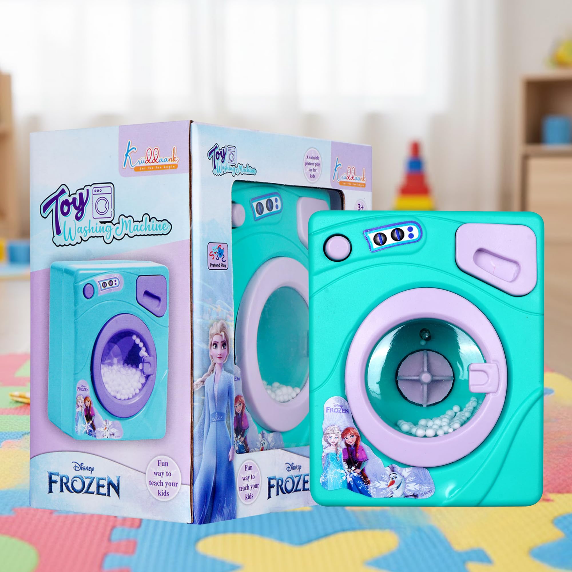 Kriiddaank Frozen Family Washing Machine - Interactive Home Appliance Toy for Toddlers with Machine Light & Sounds | Fun & Educational Toy for Kids | Safe, Engaging & Interactive Play-image-9