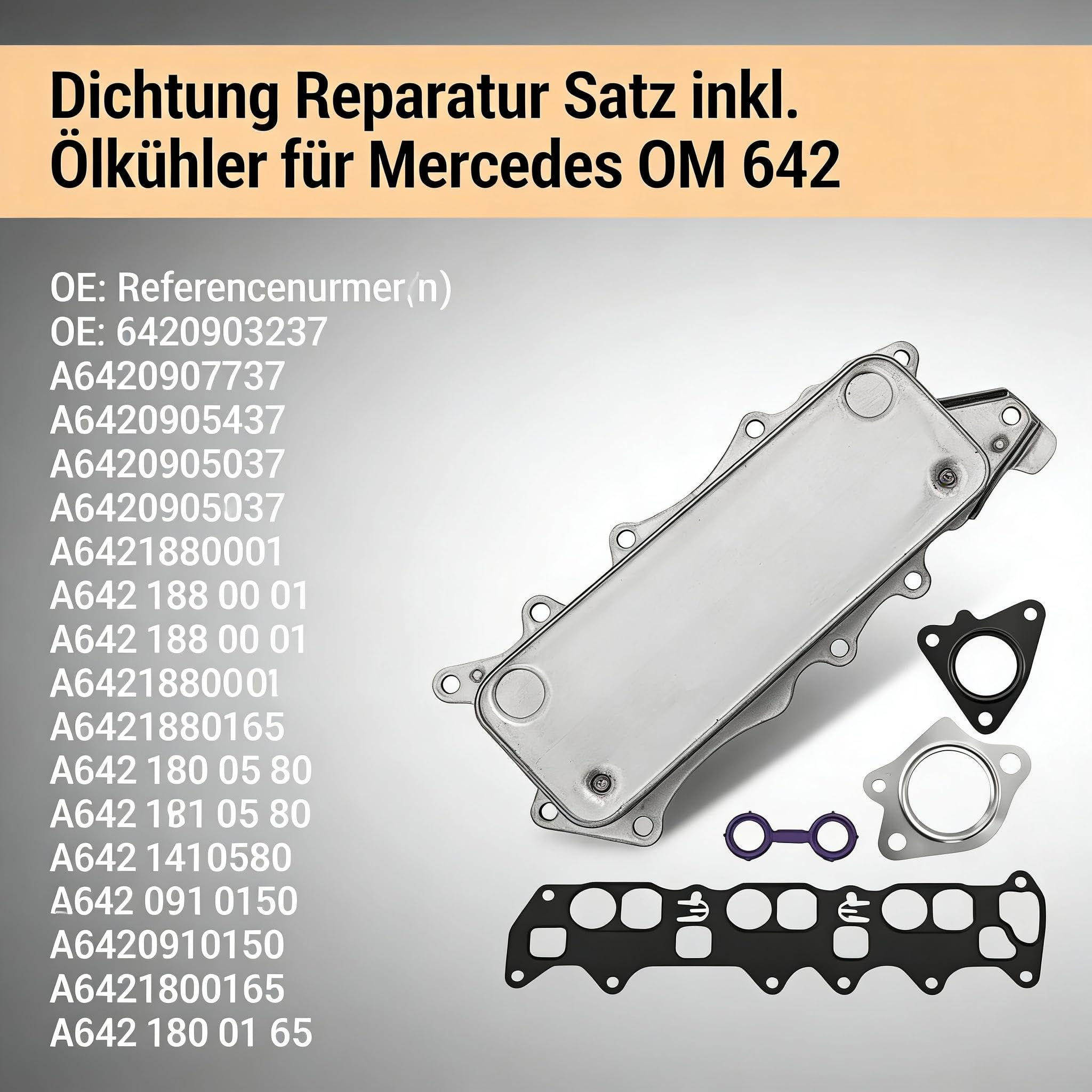 OM642 Ölkühler Dichtungssatz Kompatibel mit Mercedes Ml320 W164 W204 | ölkühler + dichtungssatz für mercedes W203 W204 W211 W212 W213 M272 OM642 6420903237 A6420907737
