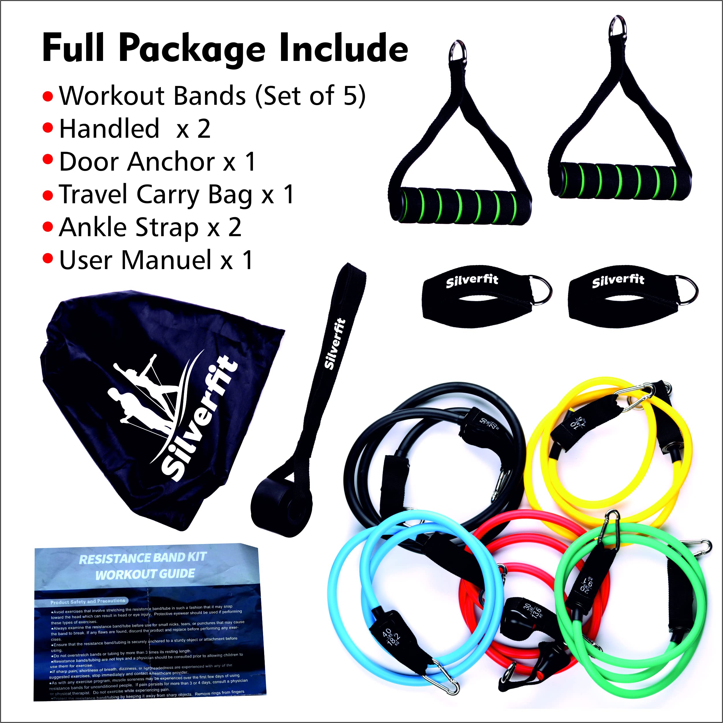 FEGSY Ensemble De Bandes De Résistance Pour Exercice, étirements Et Exercices Tonifiants Avec Poignées En Mousse, Ancrage De Porte, Sangle De Cheville