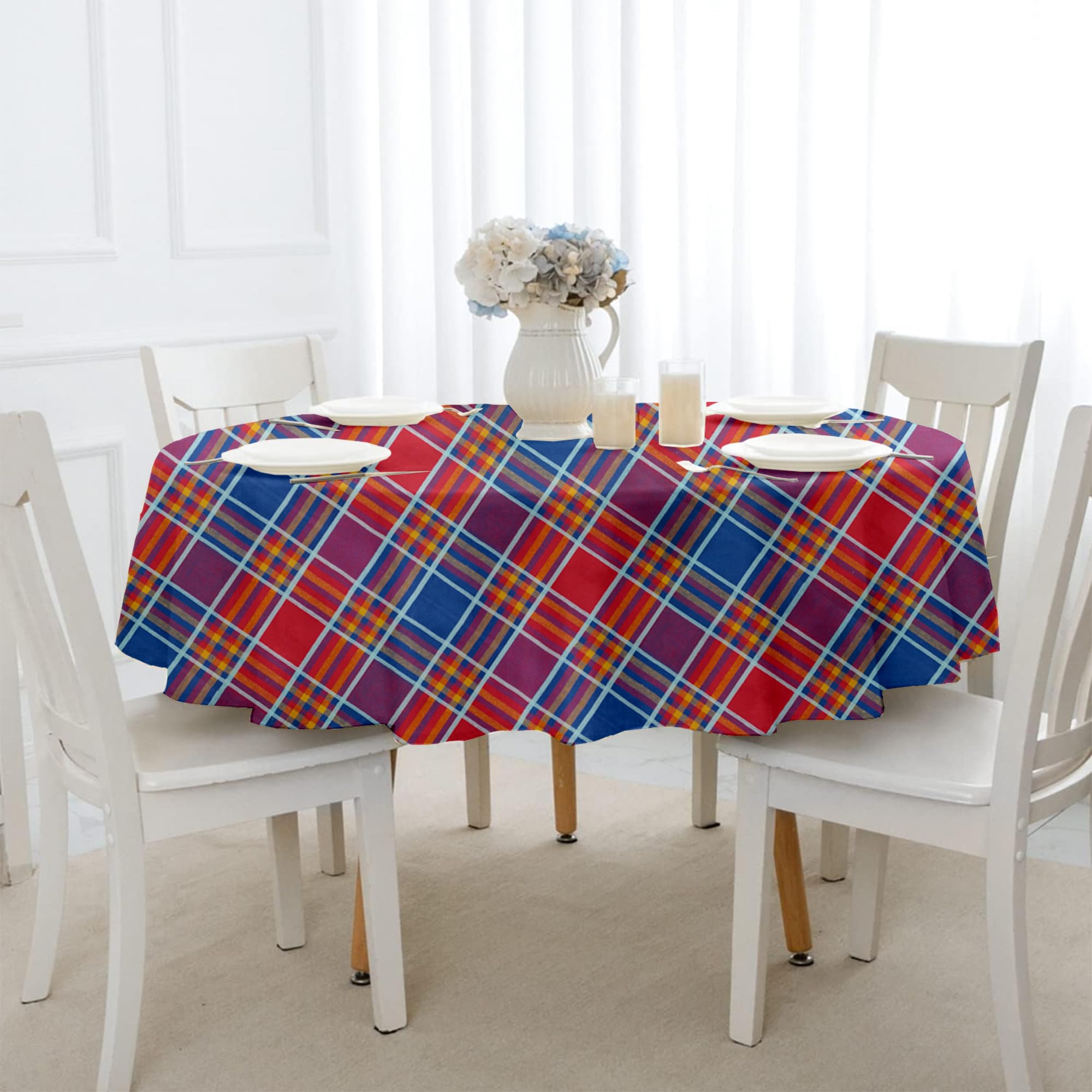 Lushomes Cotton Table Cloth, Table Cloth for 4 Seater Dining Table, Round Table Cover 4 Seater, Round Table Cover, Red Checks Table Cover with 1 Cms Hem (Pk of 1, Size: 60 Inch Round, 5 FT Round) (B0C6KCQ954) Amazon Price History, Amazon Price Tracker