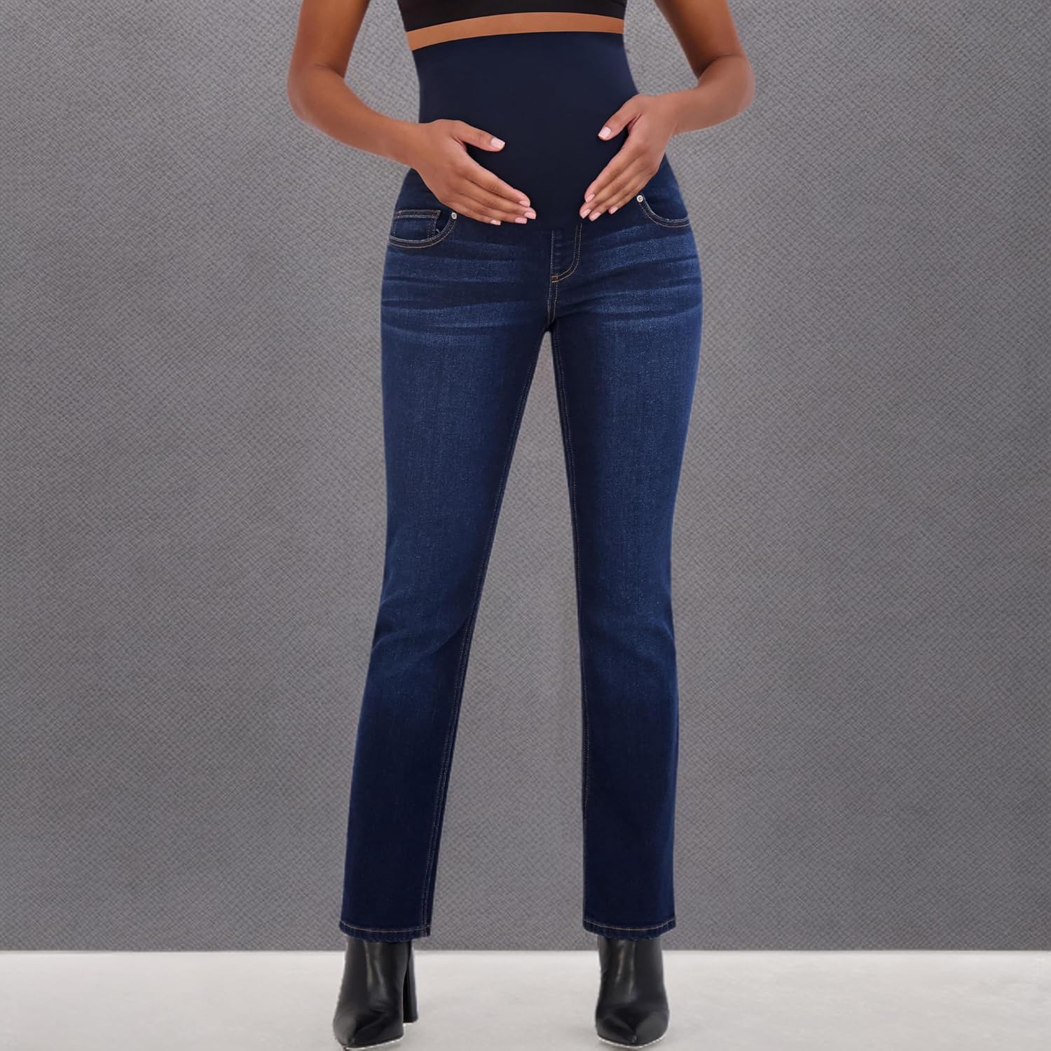 Savi Parker Women's Maternity Bootcut Jeans with Pockets – Pregnancy Must Haves Maternity Jeans Over The Belly - 32.5" Inseam - Image 7