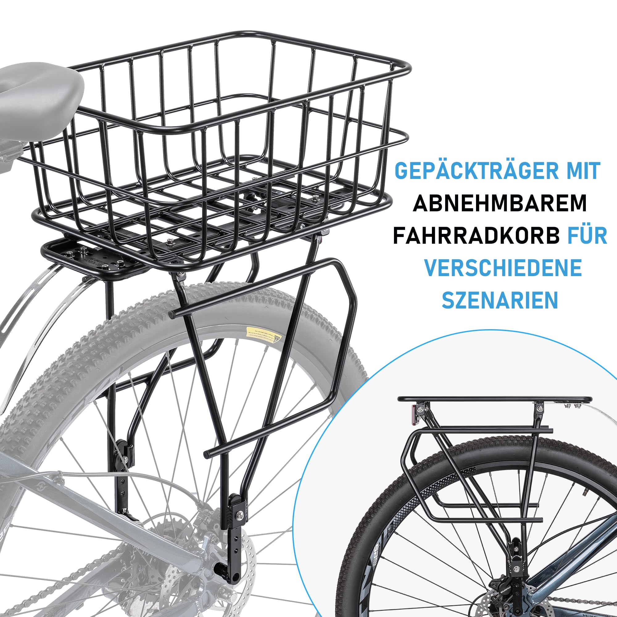 Porte Bagage Vtt Panier De Vu00e9lo Amovible Et Ru00e9flecteur