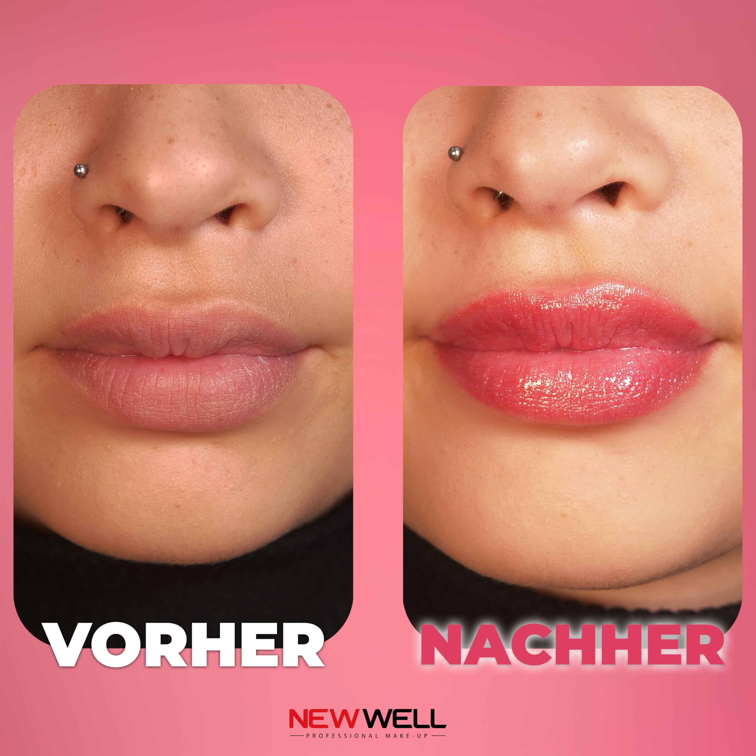 Newwell Shiny Lip Gloss - 24 Hours Hold - For Full-Like Lips - Moisturising - Vegan - Colour: Red - 02, 6 ml (Pack of 1) - Image 3
