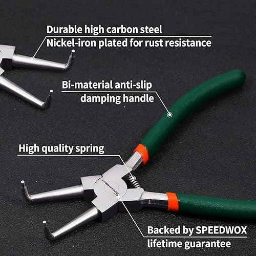 Miniatura 3 de SPEEDWOX Alicates de anillo a presión de 7 pulgadas, alicates de circlip interno, diámetro de punta de 0.07 pulgadas, alicates de anillo de