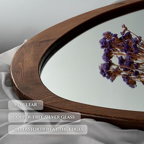 Miniatura 5 de Espejo de pared irregular asimétrico de 44 x 30 pulgadas, espejo decorativo con marco de madera para sala de estar, dormitorio, baño, entrada sobre