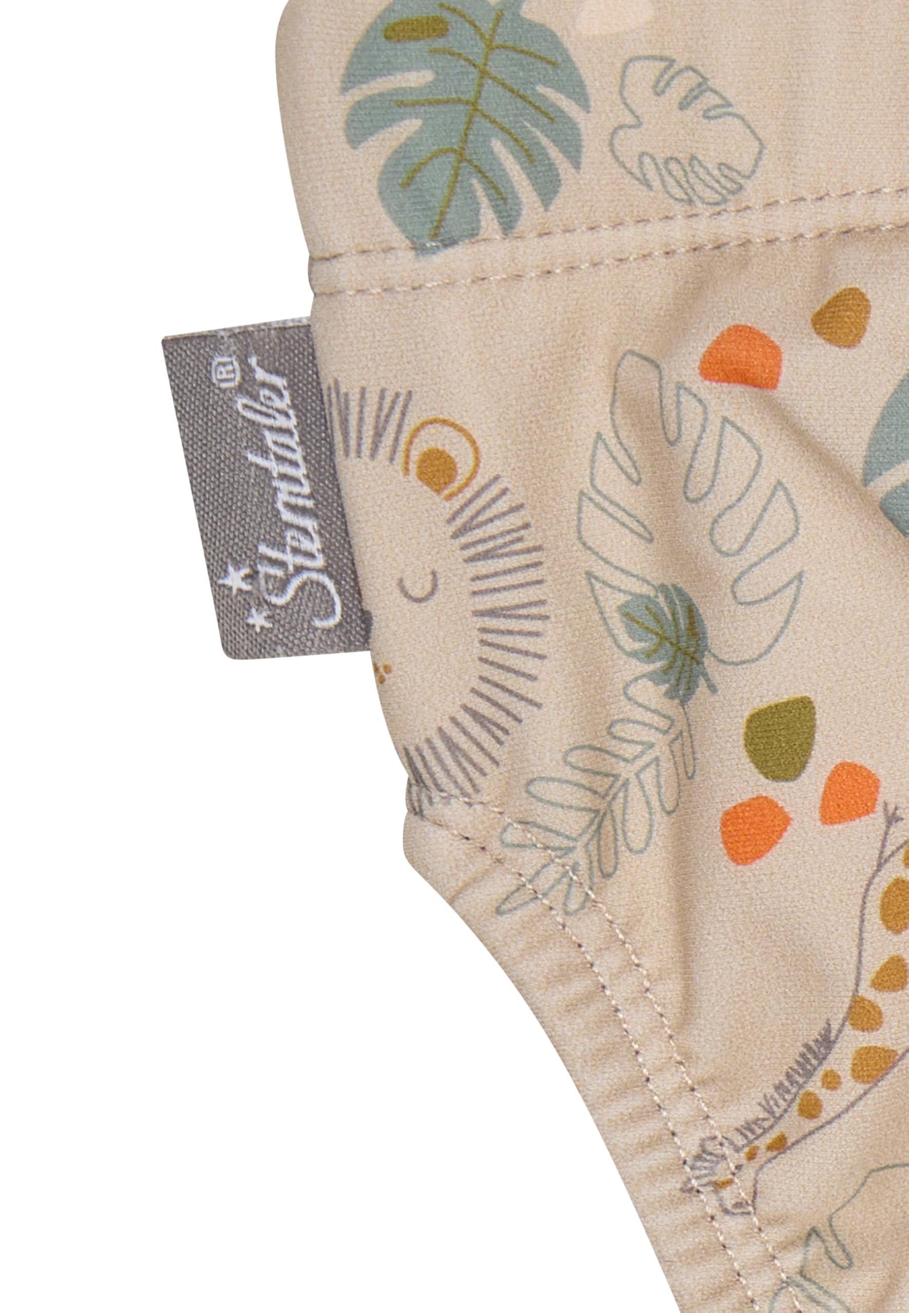Sterntaler Badehose Safari – Baby- & Kinderschwimmhose aus Bademodenstoff mit Elasthan, Safari-Muster, Kordelzug und UV-Schutz 50+ – Beige, Größe 104
