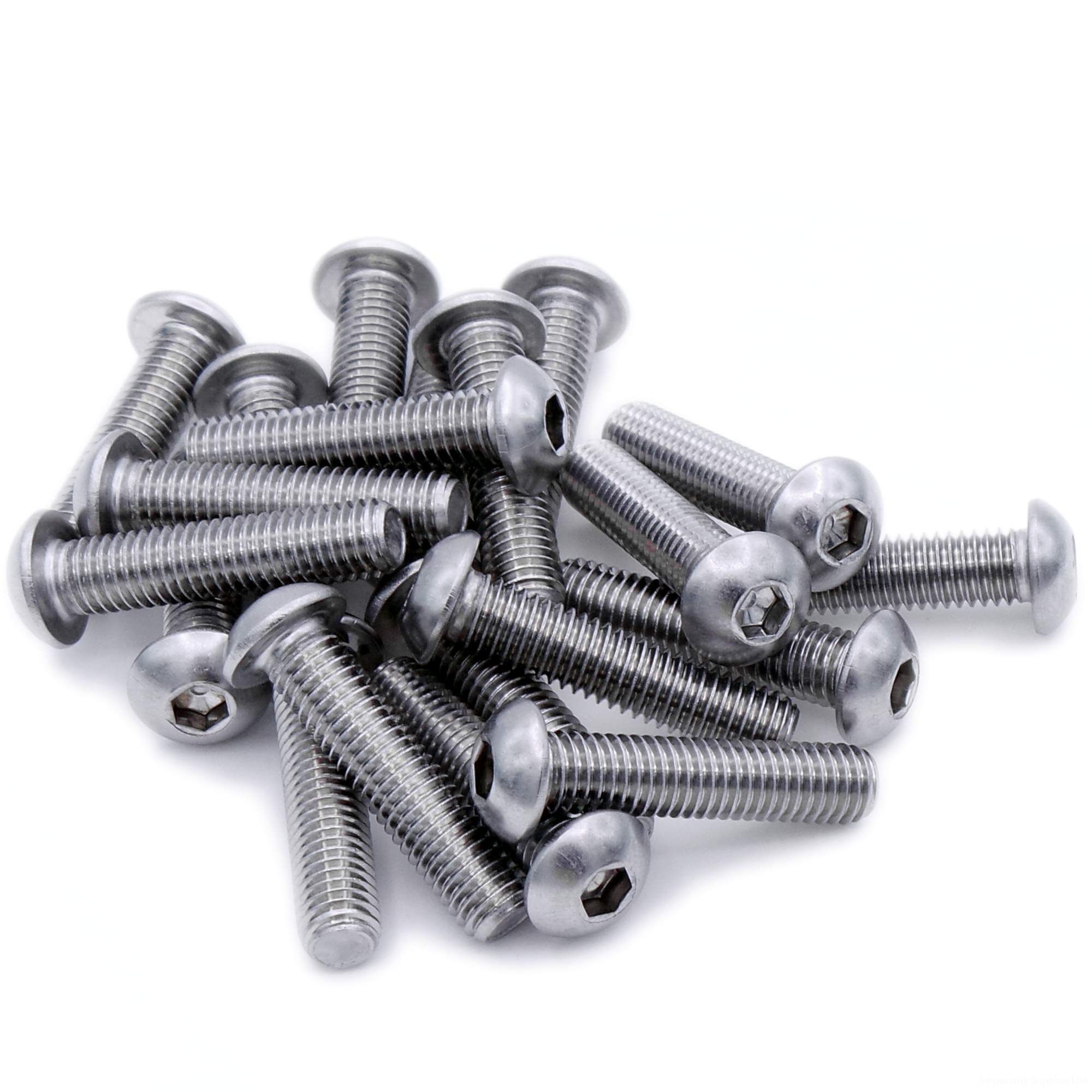 Singularity Supplies M6 (6Mm X 16Mm) Hex Socket Button Machine Screw (Bolt) - Stainless Steel (A2) (Pack Of 20)
