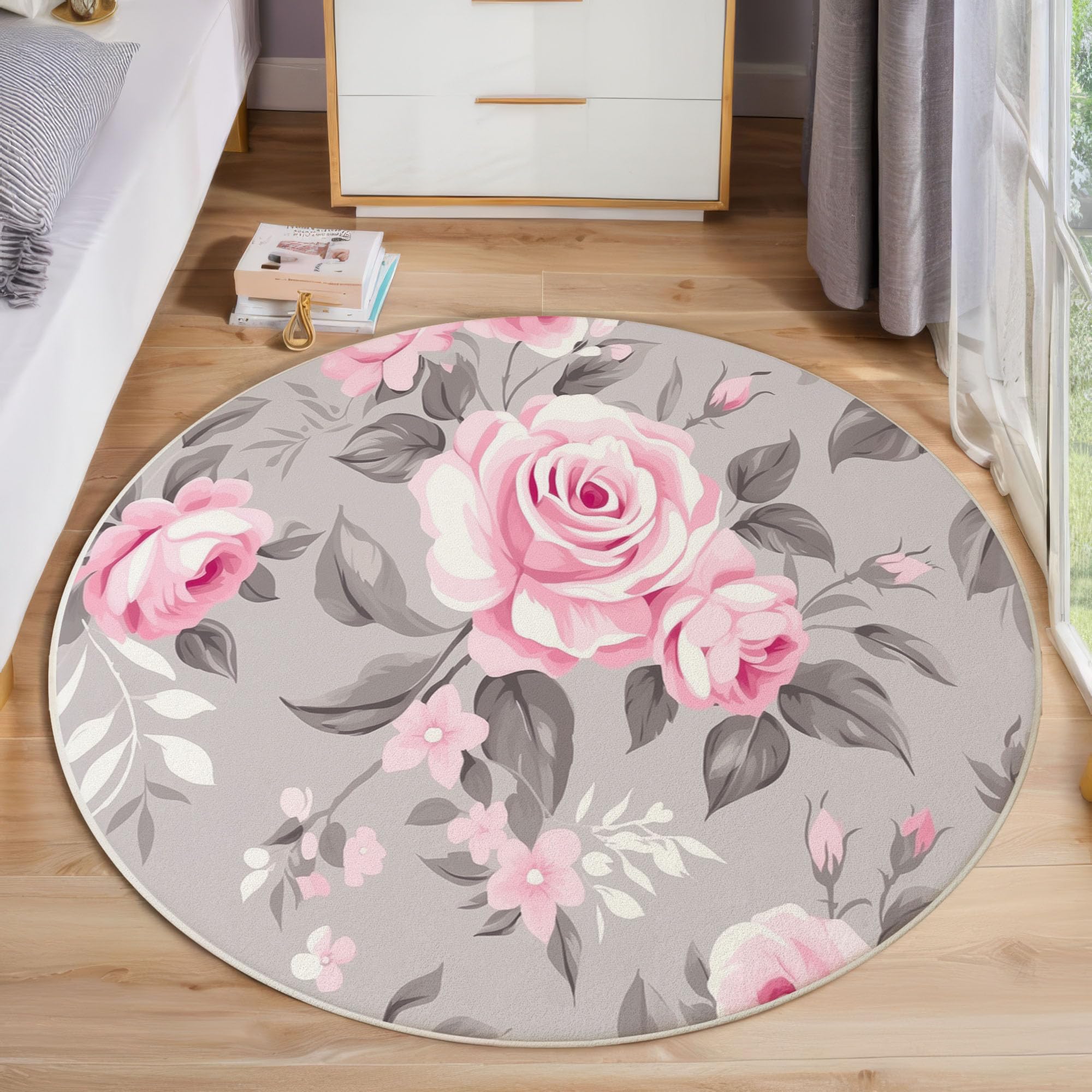 Tapis de cuisine antidérapant à fleurs roses pour un intérieur chaleureux