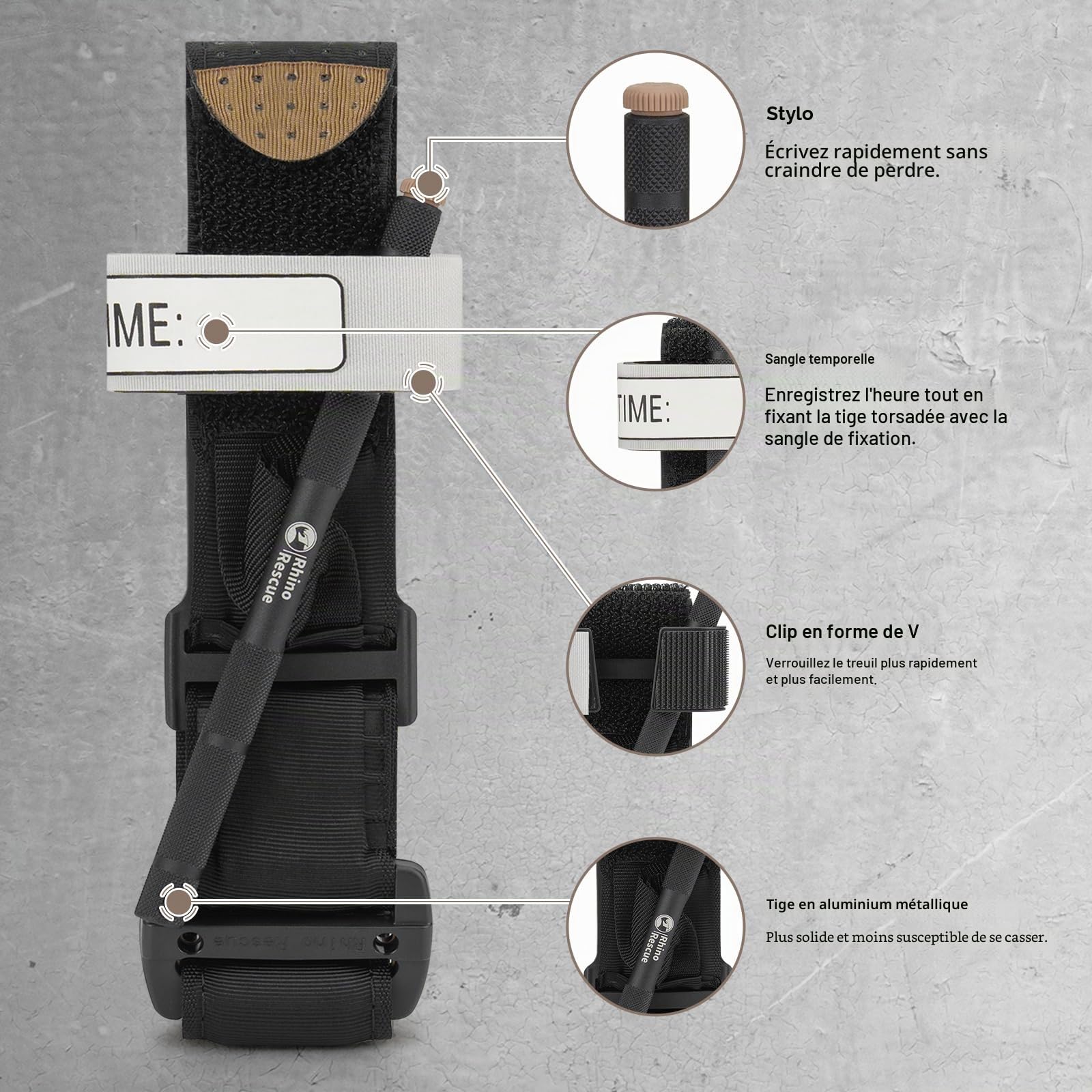 RHINO RESCUE EDC IFAK, kit de trauma, sac tactique Molle, kit de trauma pour port quotidien, Noir