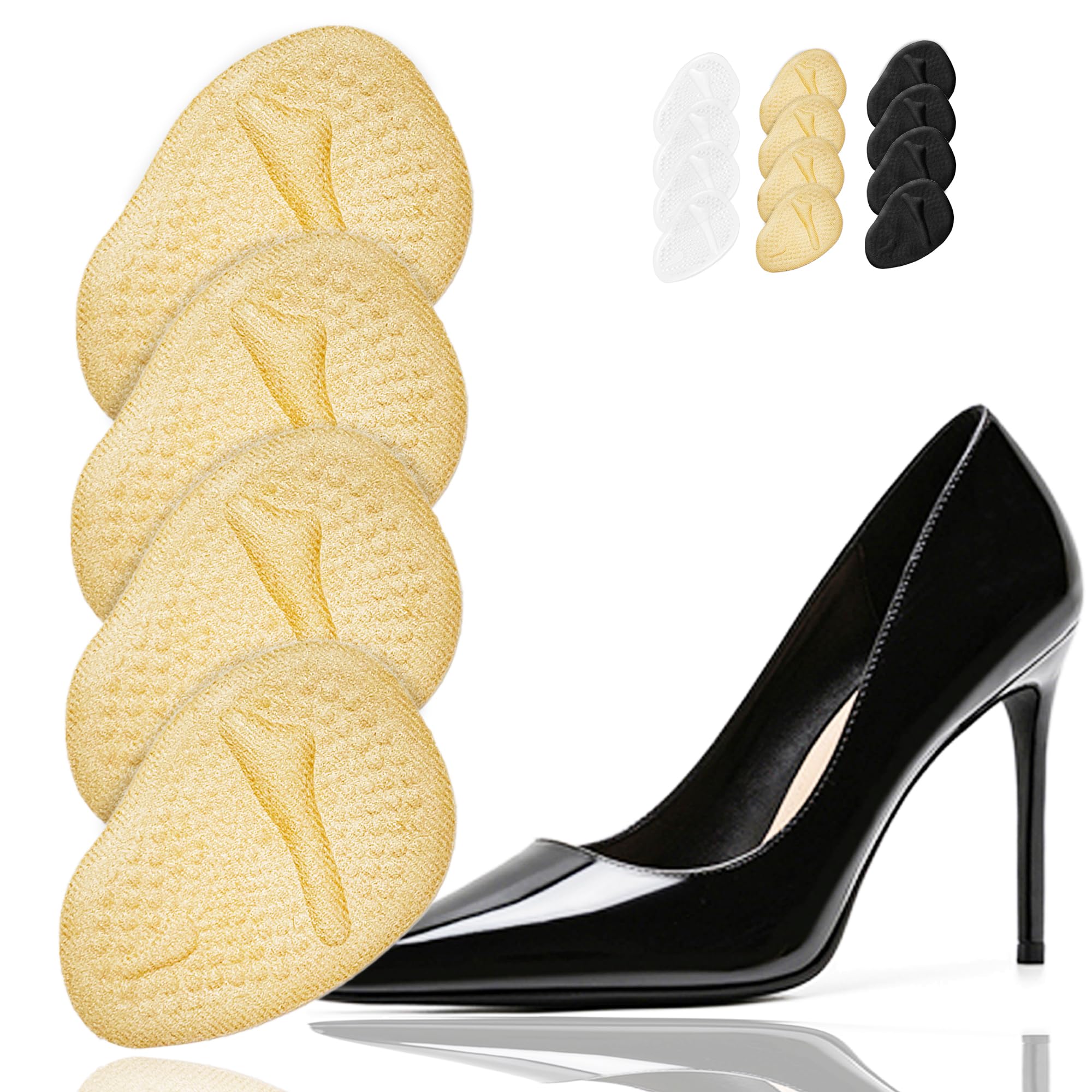 High Heel Ball of Foot Cushions – Invisible Gel Metatarsal Pads for Women – All-Day Pain Relief for Heels, Sandals & Dress Shoes – 2 Pairs (Beige)