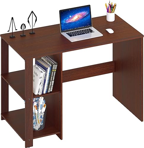 Miniatura 4 de SHW Escritorio para computadora de oficina en casa con estantes cereza Espresso, Roble, Walnut, Cereza, Arce