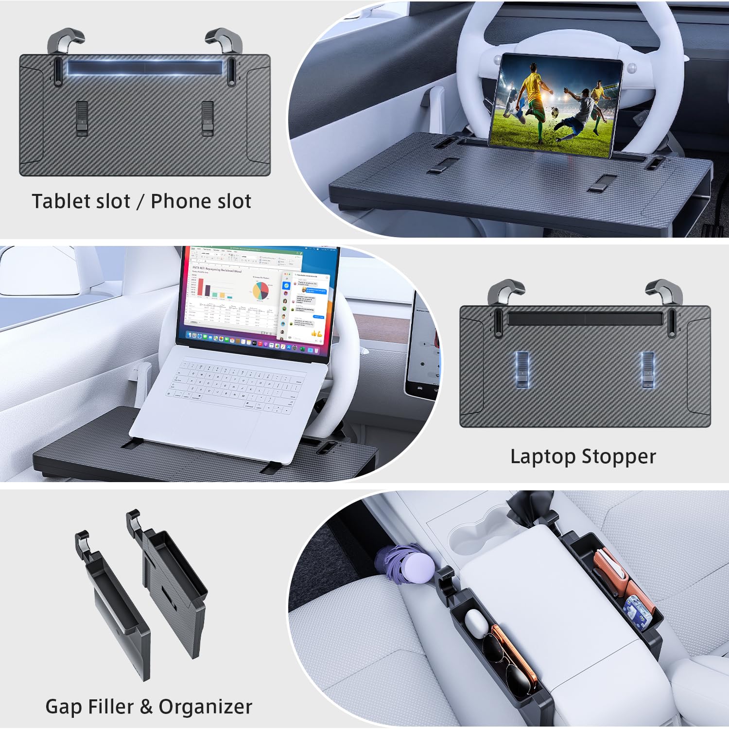 Auto-Tablett, Laptop-Schreibtisch für Lenkrad, Lenkradablage, praktisch zum Essen und Arbeiten unterwegs, ideal für Laptop, Tablet oder Telefon, Lenkradschreibtisch
