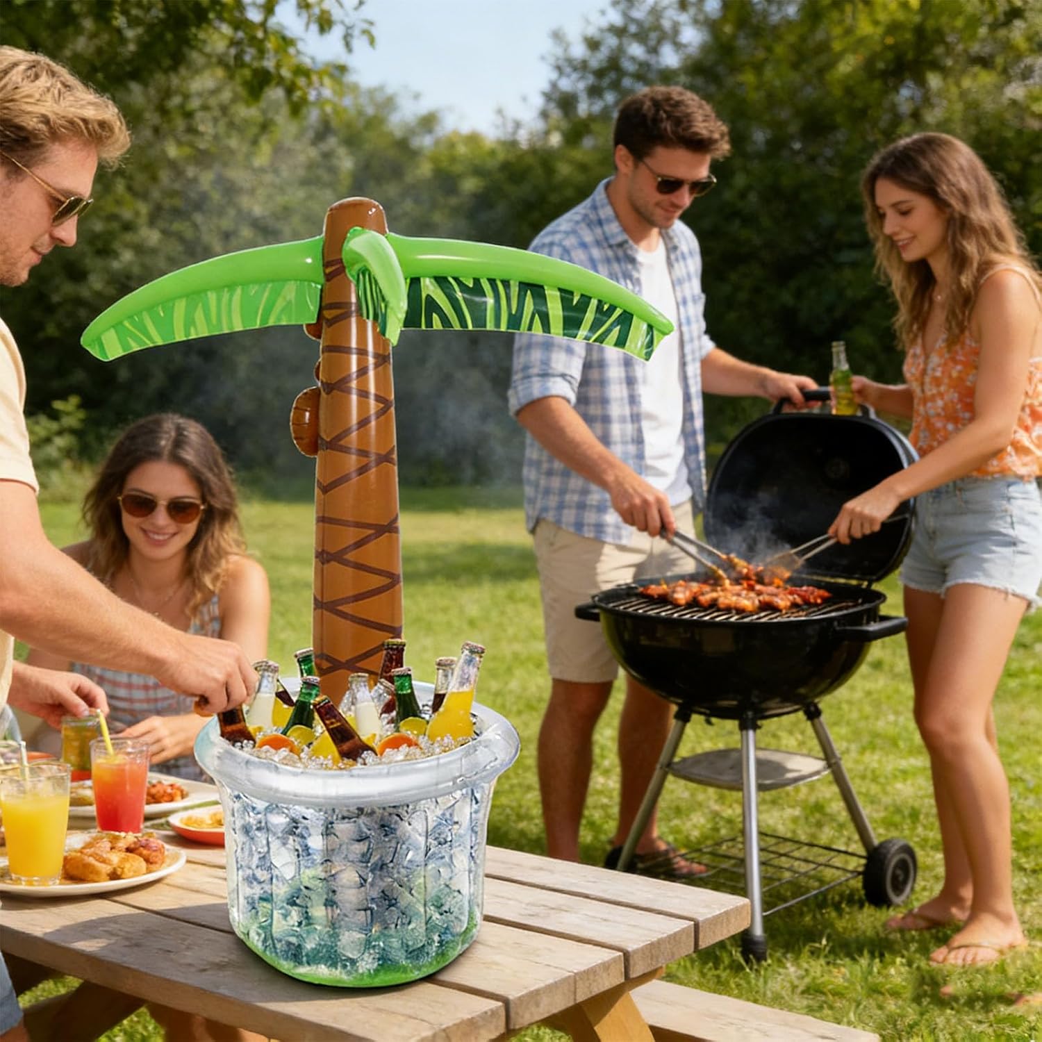 Large Capacity Inflatable Coconut Tree Designs Ice Bucket for Swimming Pool Parties and Family Gatherings Family Outdoor Bucket