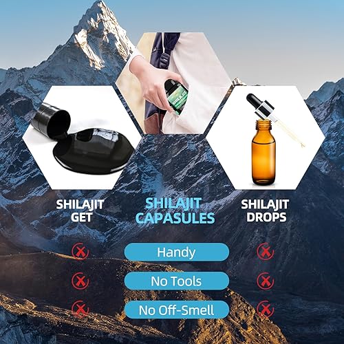 Miniatura 6 de Cápsulas de Shilajit, 60 cápsulas, extracto de shilajit con ácido fúlvico natural y más de 85 minerales, taurina, vitamina C, vitamina B y extracto