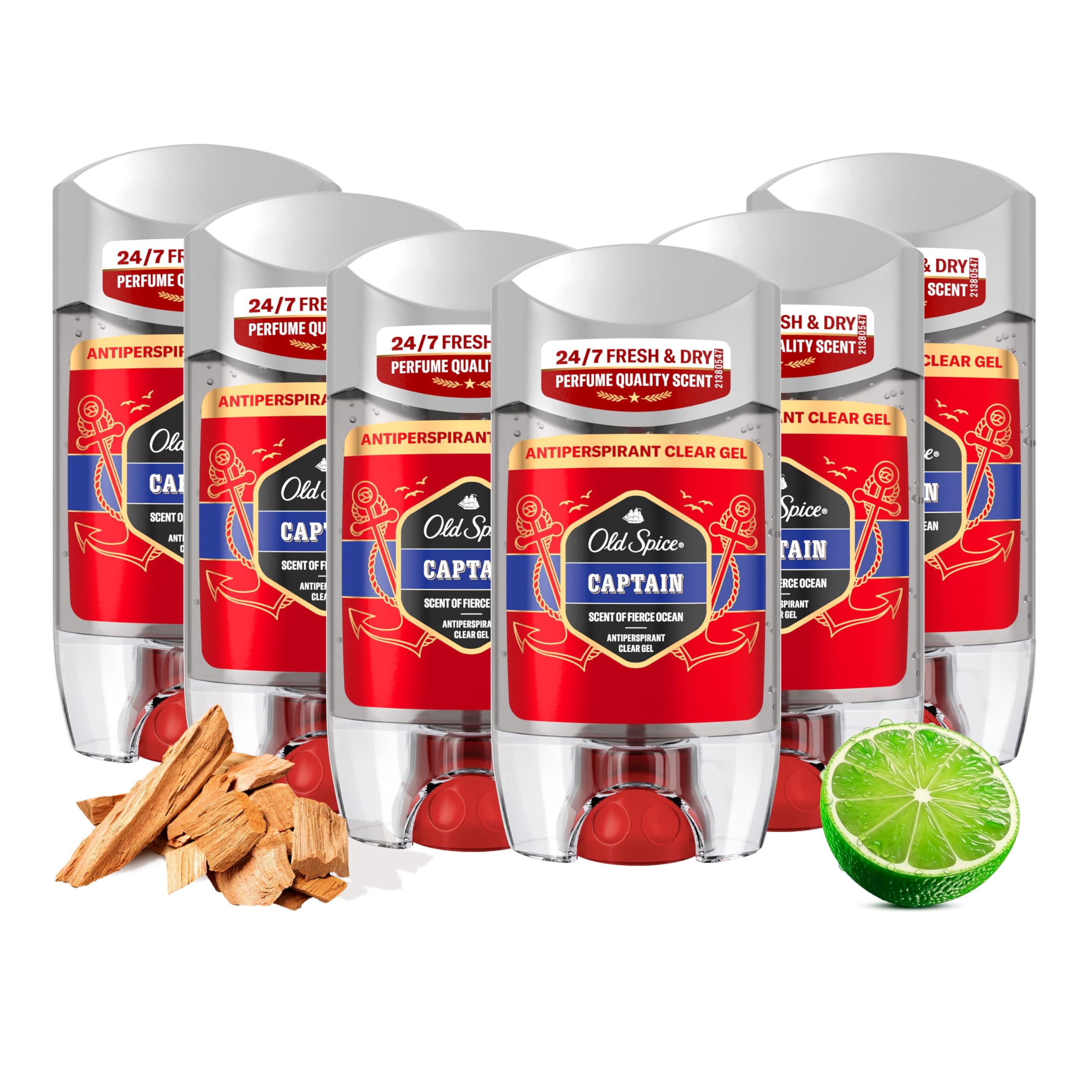 Old Spice Captain Roll On Deodorant for Men, Antiperspirant Clear Gel, Mens Strong Anti Perspirant Value Pack, 6 x 70ml