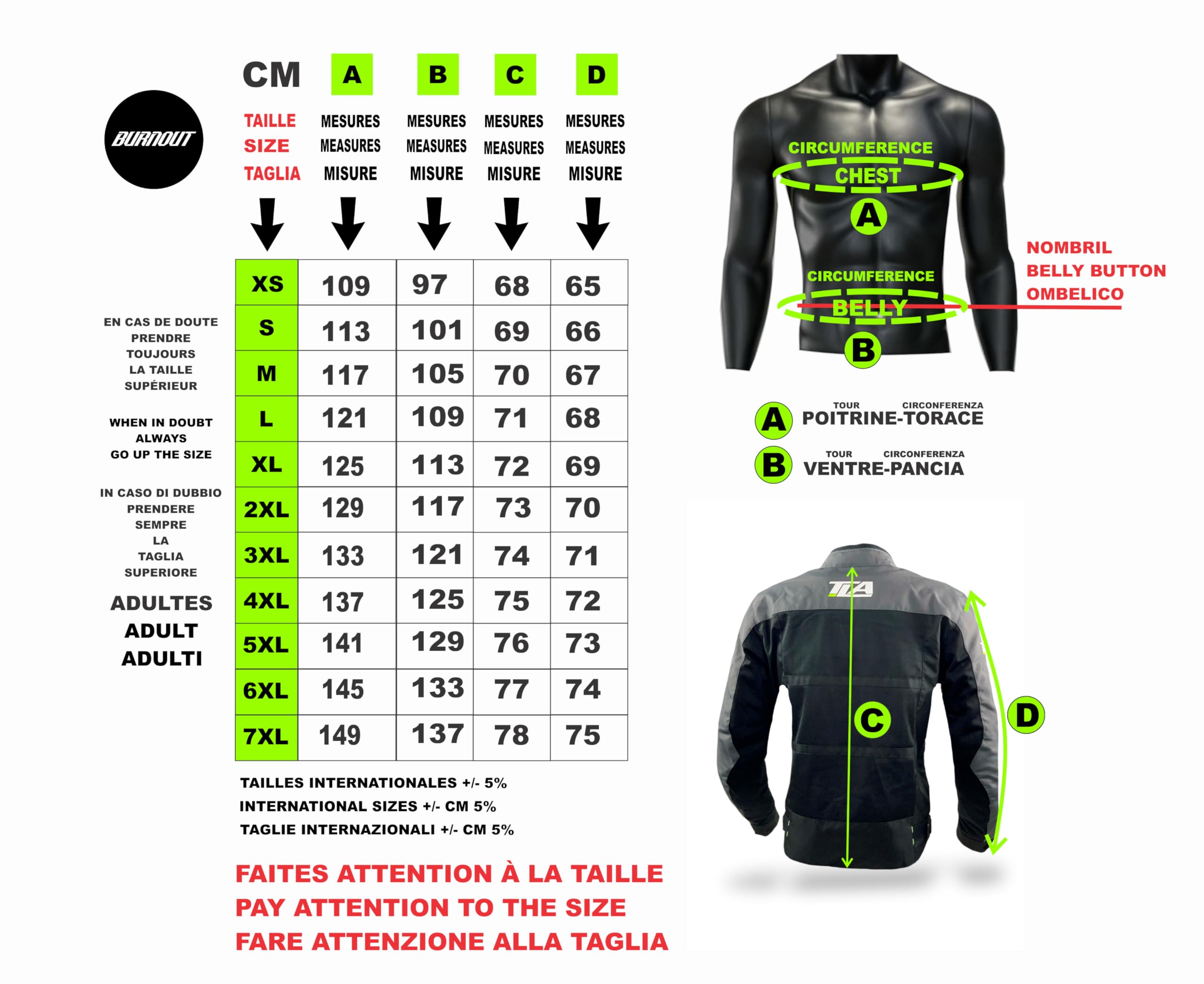 TLA BURNOUT Blouson moto homologué CE classe A, membrane imperméable amovible. Tailles jusqu'au 7XL homme et femme. Veste moto, mi-saison été, printemps, automne, protection, respirante