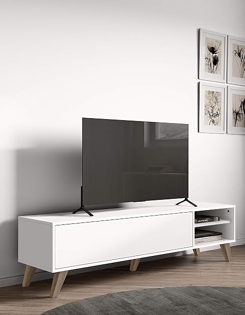 Symbiosis Prism Tv Stand, White, 165 x 40 x 43.2 cm