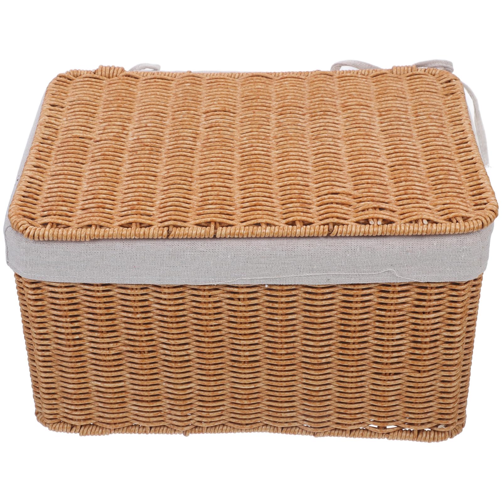Woven Basket Bin With Lid And Handles Handcrafted Wicker Storage Organizer For Laundry Toys Books And Home Décor Includes Liner Rectangular Design