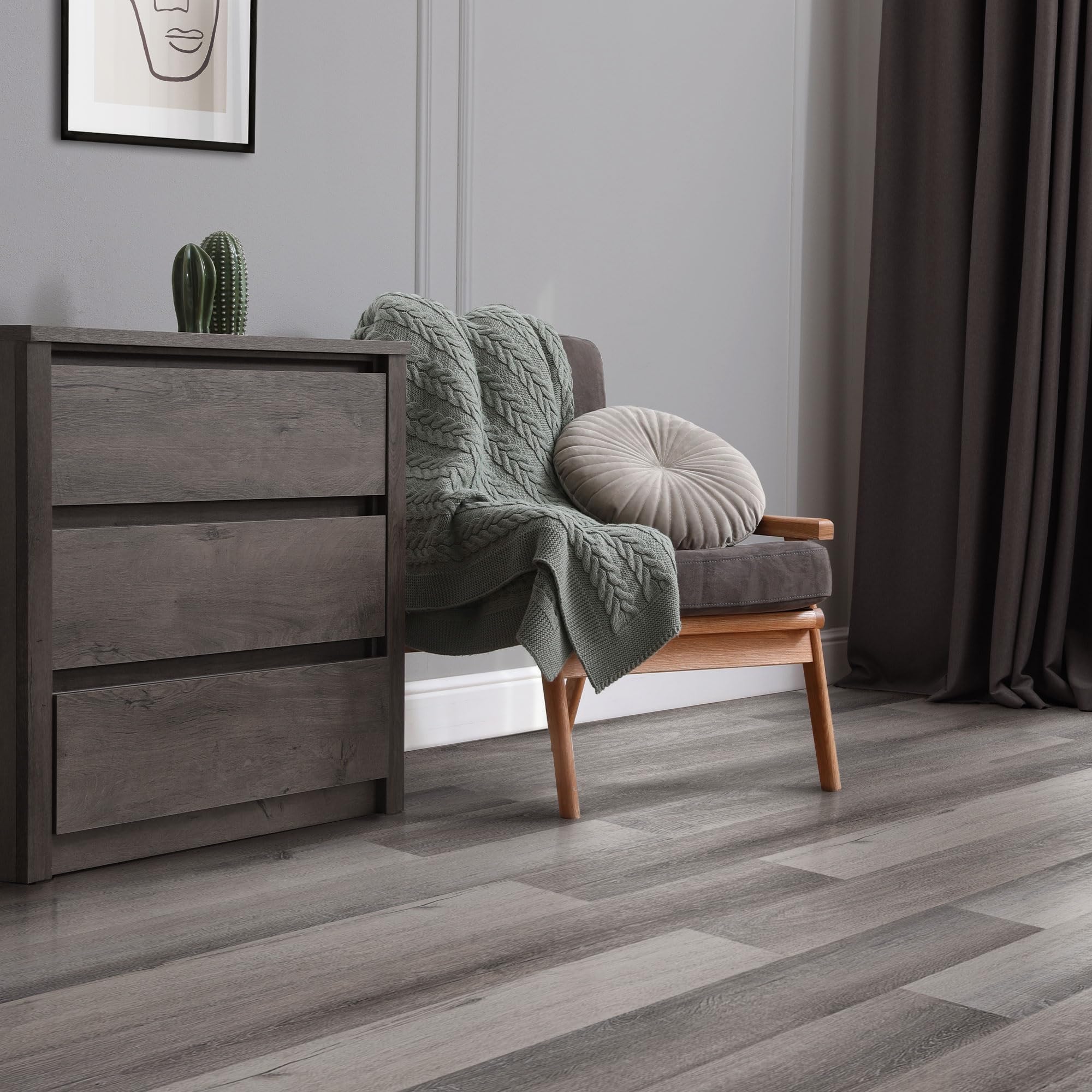 ML-Design Suelo Vinílico Adhesivo de PVC 11,15 m² Color Pino Gris Grosor 2mm Planchas de Vinilo Autoadhesivas 91,5x15,3cm 80x Láminas Aspecto Madera Antideslizante Impermeable Fácil Instalación