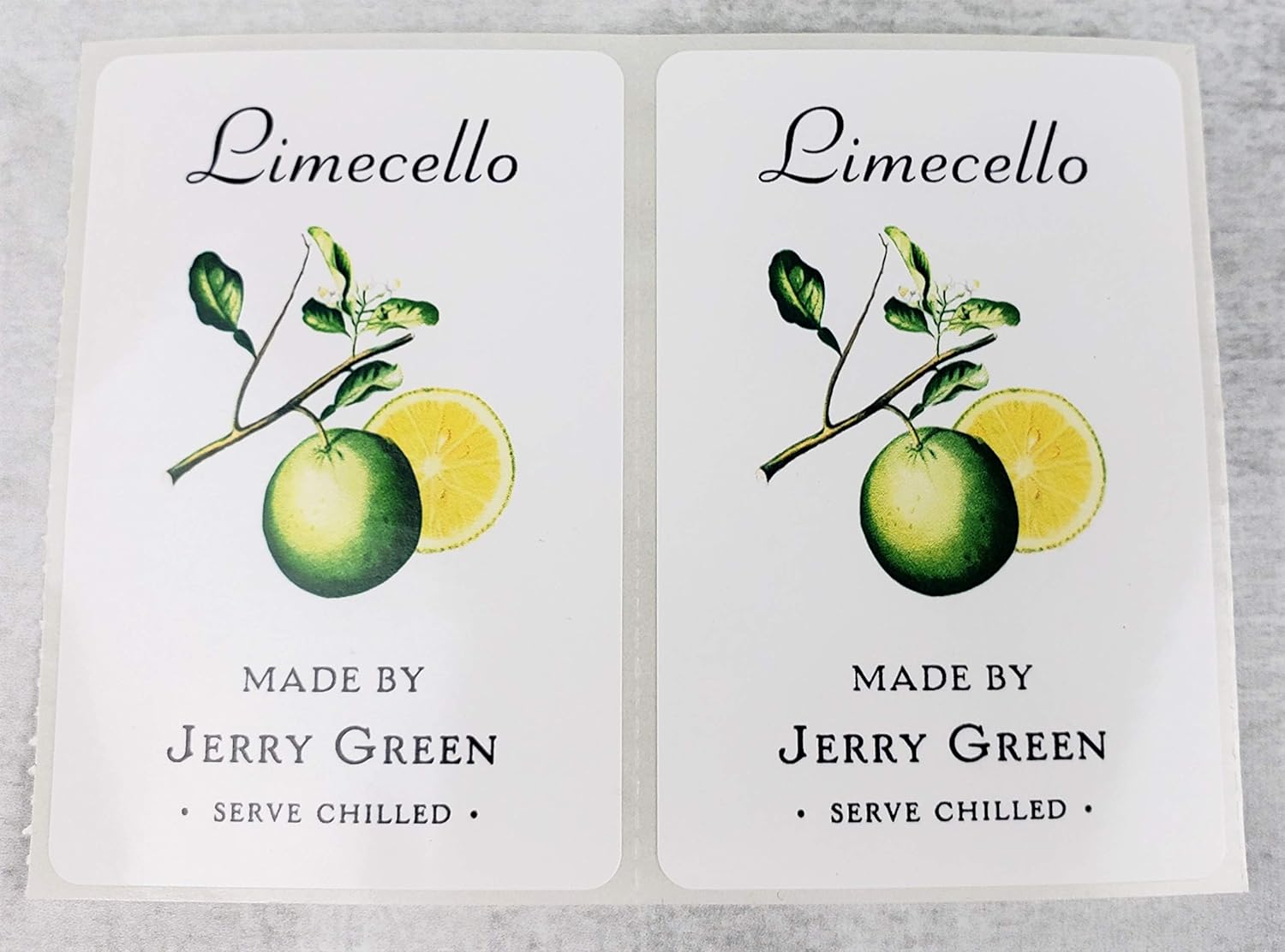 PERSONALIZED LIMECELLO LABELS, Euro Style, 3" tall X 2" wide (18)