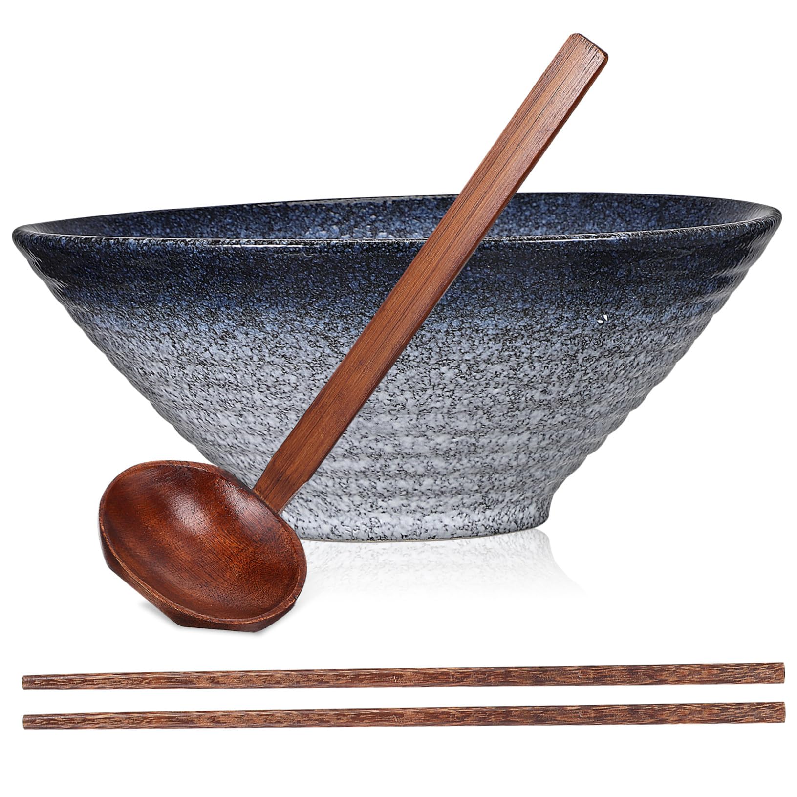 Cabilock Bol à Ramen Japonais Céramique avec Baguettes et Cuillère Antidérapante Résistante Micro-ondes et Lave- pour Nouilles et Maison