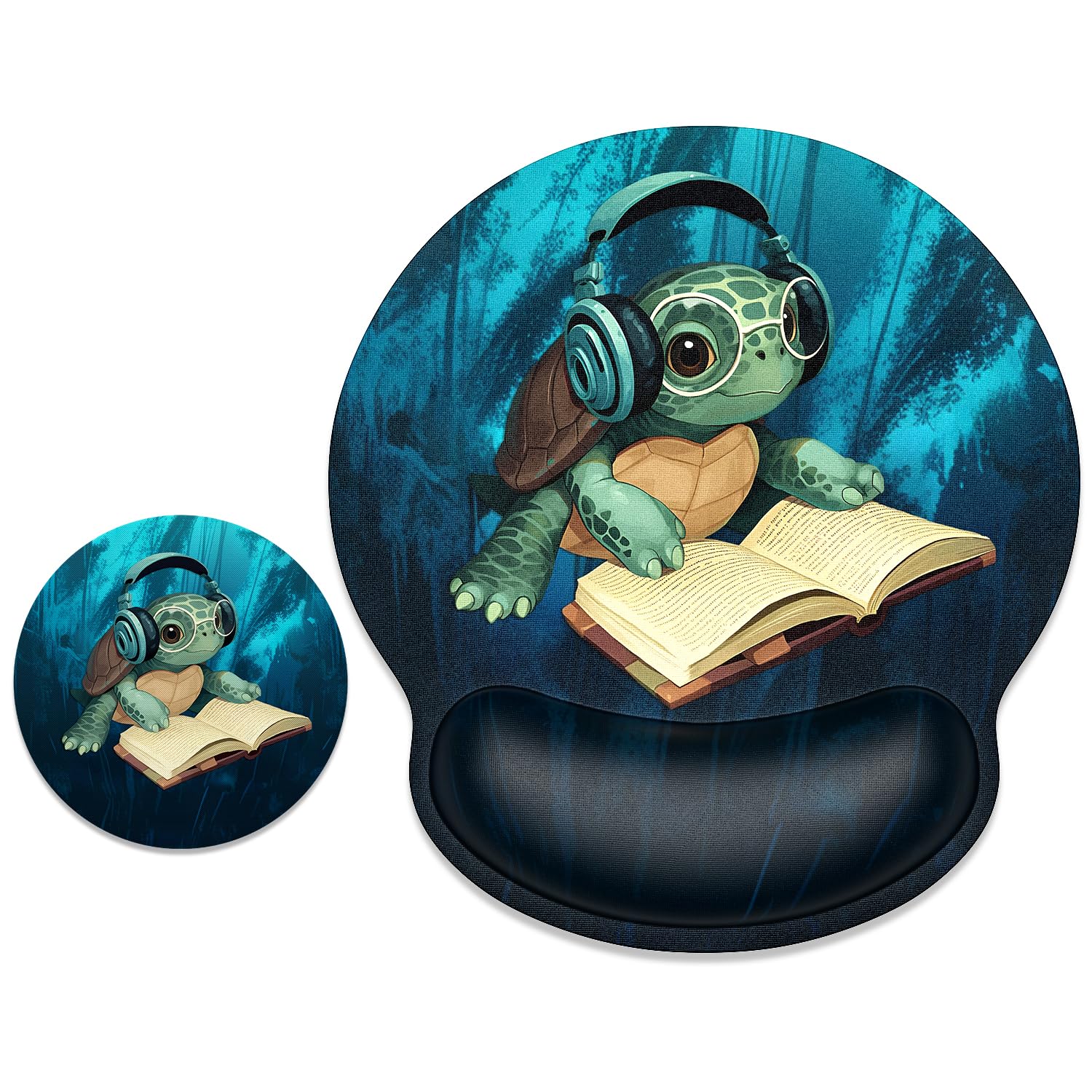 ITNRSIIET Ergonomic Mouse Pad with Wrist Support Wrist Rest Smooth Surface Non-Slip Rubber Base Comfortable Office Supplies Pain Relief, 9.8 x 9.1 inches,Pretty Turtles