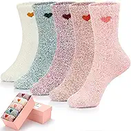 ICEIVY Socks Women, Soft Knit Wool Winter Thick Warm Cabin Fuzzy Crew Women Socks 5 Pack