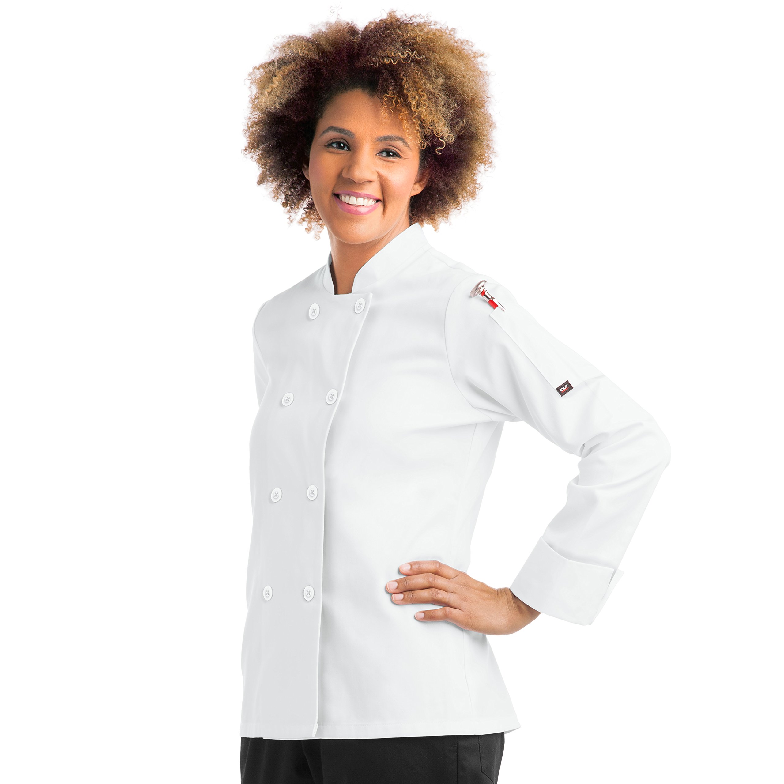 On The LineWomen's Long Sleeve Chef Coat (XS-5X, 2 Colors) (X-Small, White)