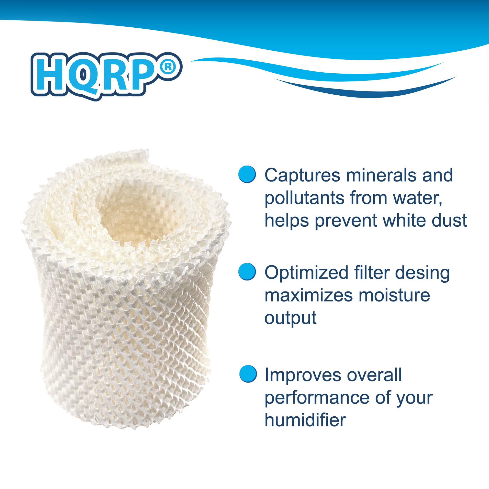 HQRP 4-pack Wick Filter for Kaz 3000, 3300, 3400, EV710 evaporazione Humidifers, WF1 wf-1 di ricambio + HQRP sottobicchiere