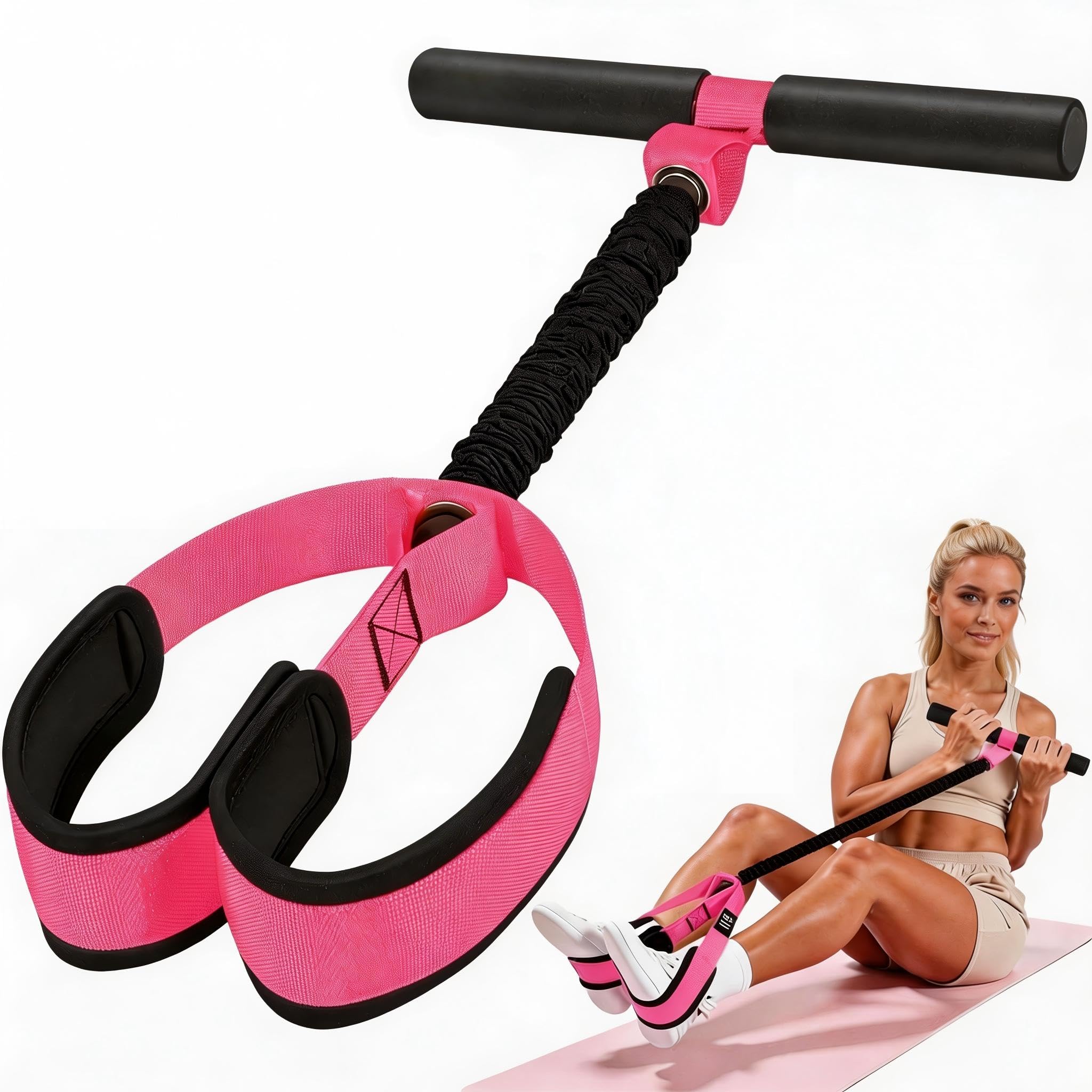 Banda de ejercicio de resistencia con asas para terapia física, entrenamiento de fuerza, tonificación muscular, yoga, pilates, con anclaje de puerta y bolsa de almacenamiento. (morado)