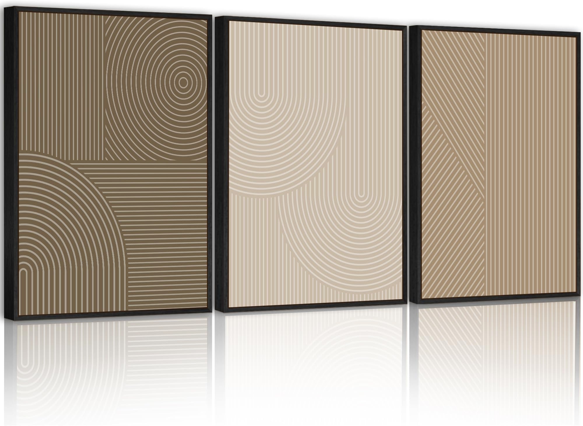 PHOPAGO Minimalist Abstract Framed Wall Art Modern Boho Neutral Line Wall Decor Geometric Artwork Kitchen Dining Room 11x14in Black Framed