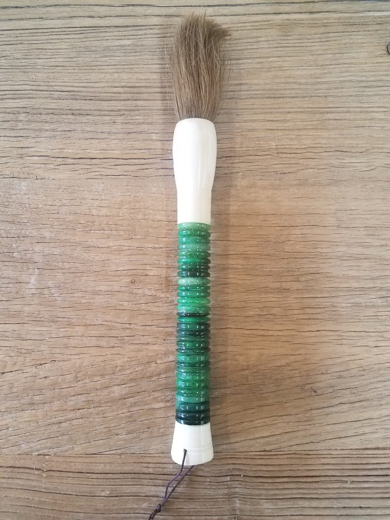 Artissance AMCB030L-G Jade Abacus Disk Large, 12 Inch Long, Green Calligraphy Brush