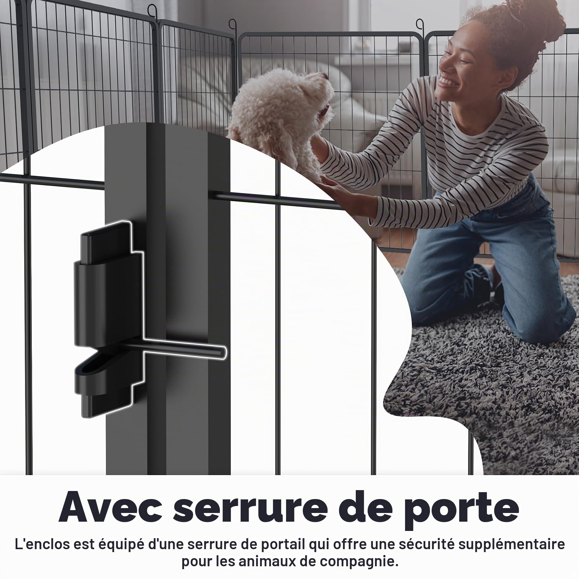UISEBRT Clôture pour chiots avec porte, parc pour chiens, flexible, pliable, pour chien, chat, chiot, lapin (80 x 80 cm, 6 pièces)