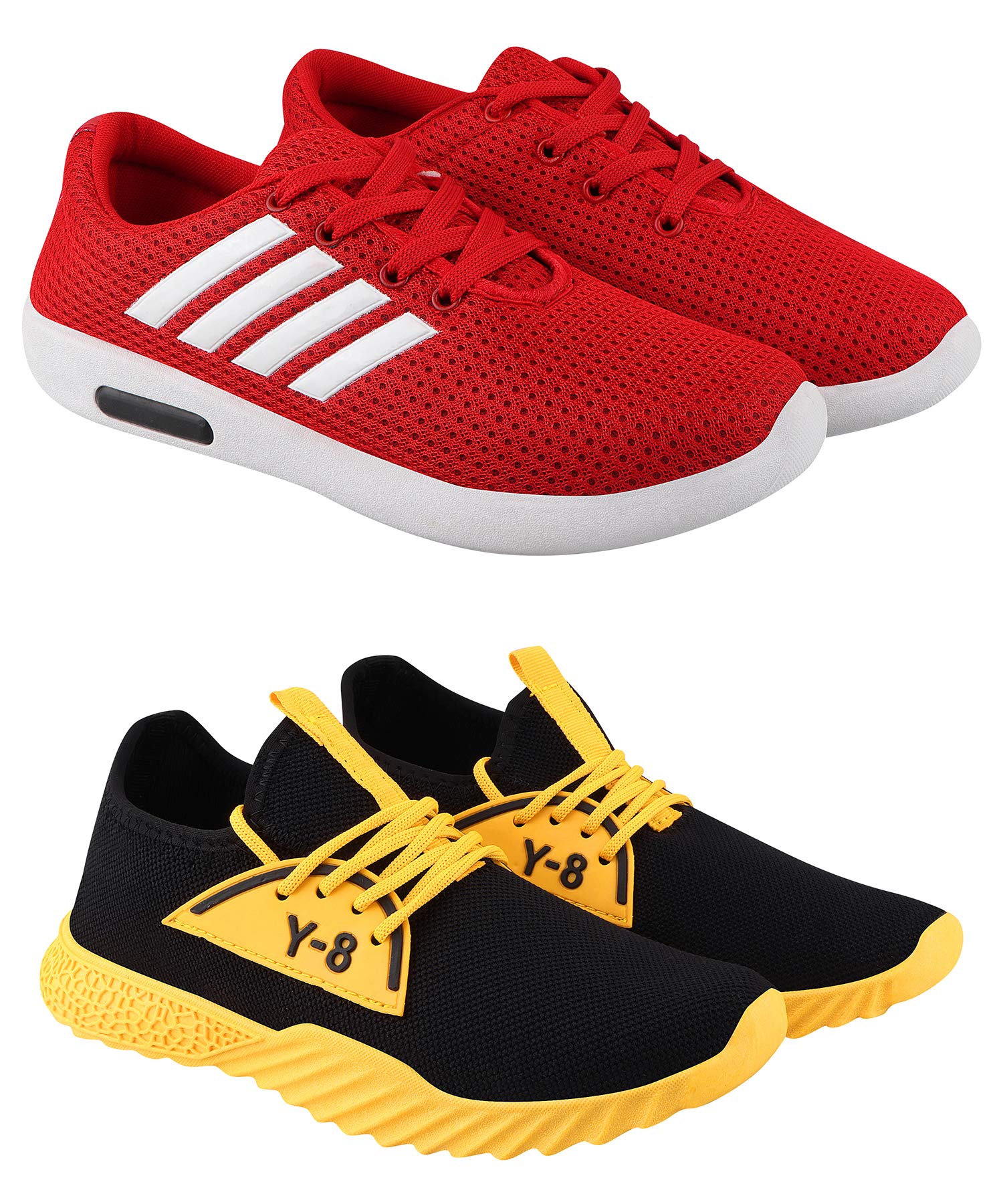 BizWiz Red, Yellow Canvas Stylish Comfortable & Affordable Casual Shoes, Sports, Gyming, Running Shoes for Men's & Boy's (CR-02-RD_Y-08-YLW)
