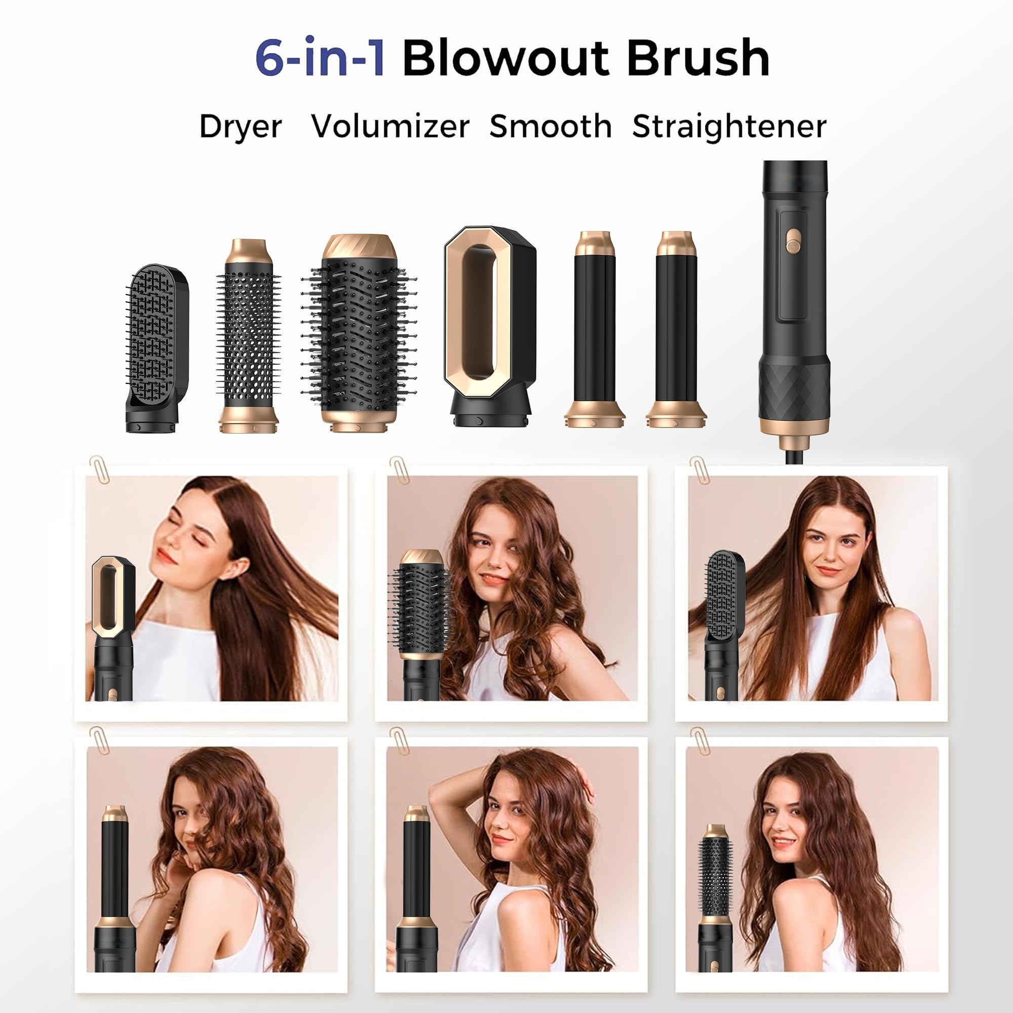 Hairstyler 6 w 1 Air Styler, 1000 W, okrągła suszarka do włosów, do stylizacji i suszenia z lokówką powietrzną, okrągłą suszarką do włosów, szczotką do suszarki, szczotką z ciepłym powietrzem