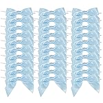 AIMUDI Light Blue Satin Ribbon Twist Tie Bows 3.5 Pre-Tied Baby Shower Bows Premade Baby Blue Bows for Crafts Treat Bags Cake Pop Gift Wrapping Wedding Favors Gender Reveal Birthday - 50 Counts