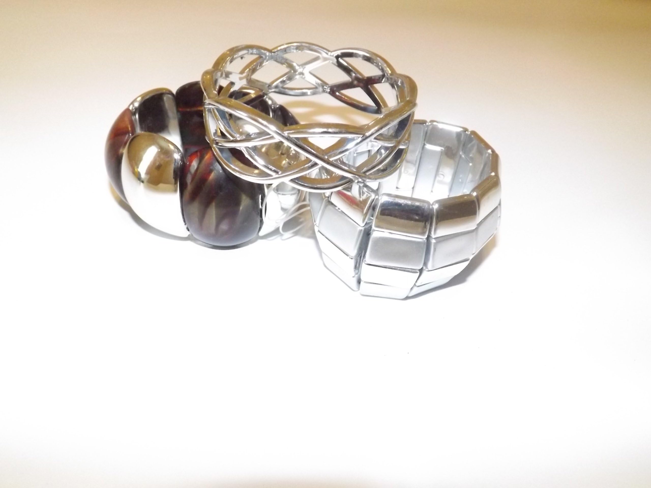 Birthday Holiday Gift Set of 3 Silver Fashion Bangles Bracelets for Teens & Adults
