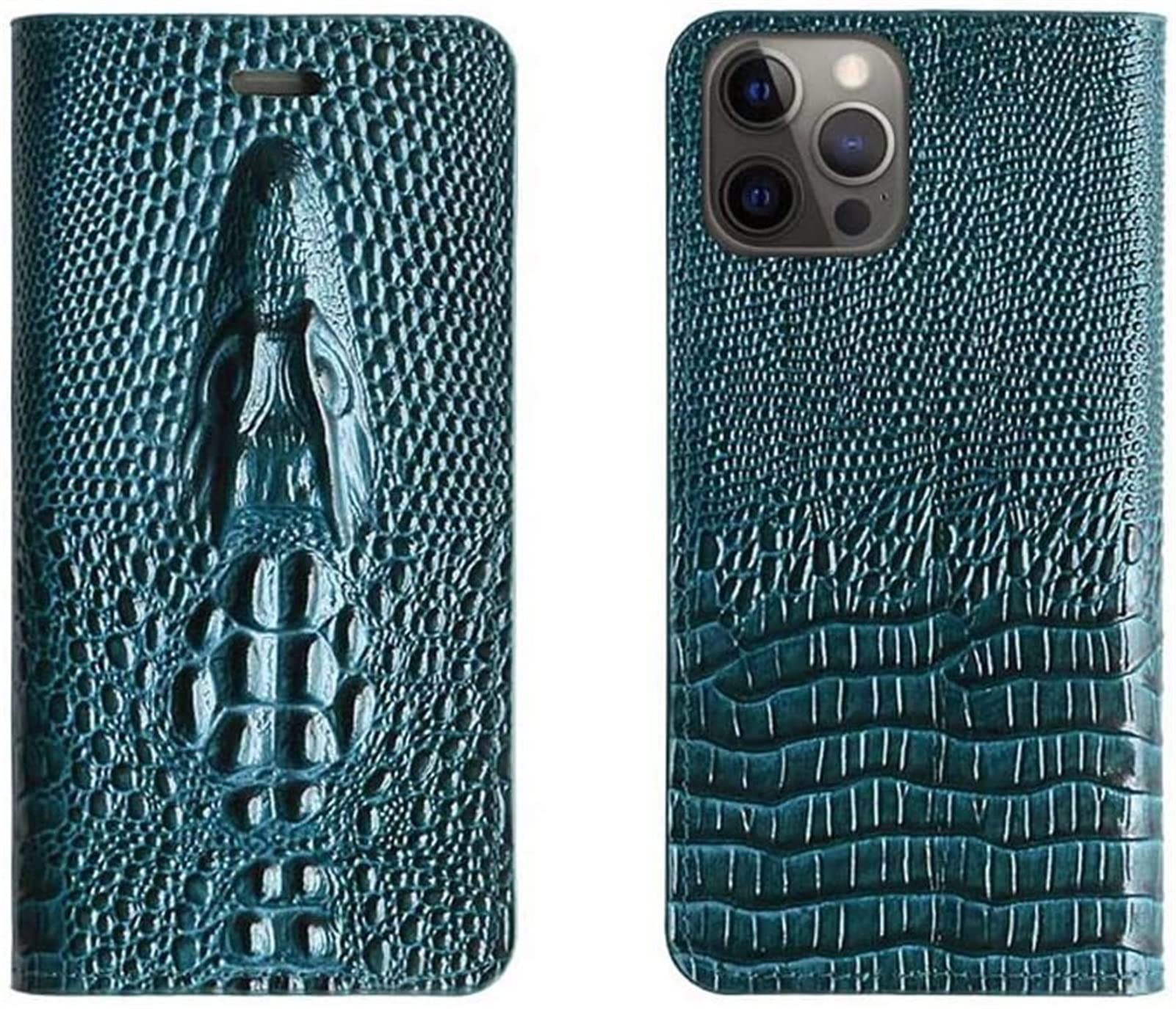 Coque crocodile iPhone 12 Pro Max, étui clapet en relief bleu chic