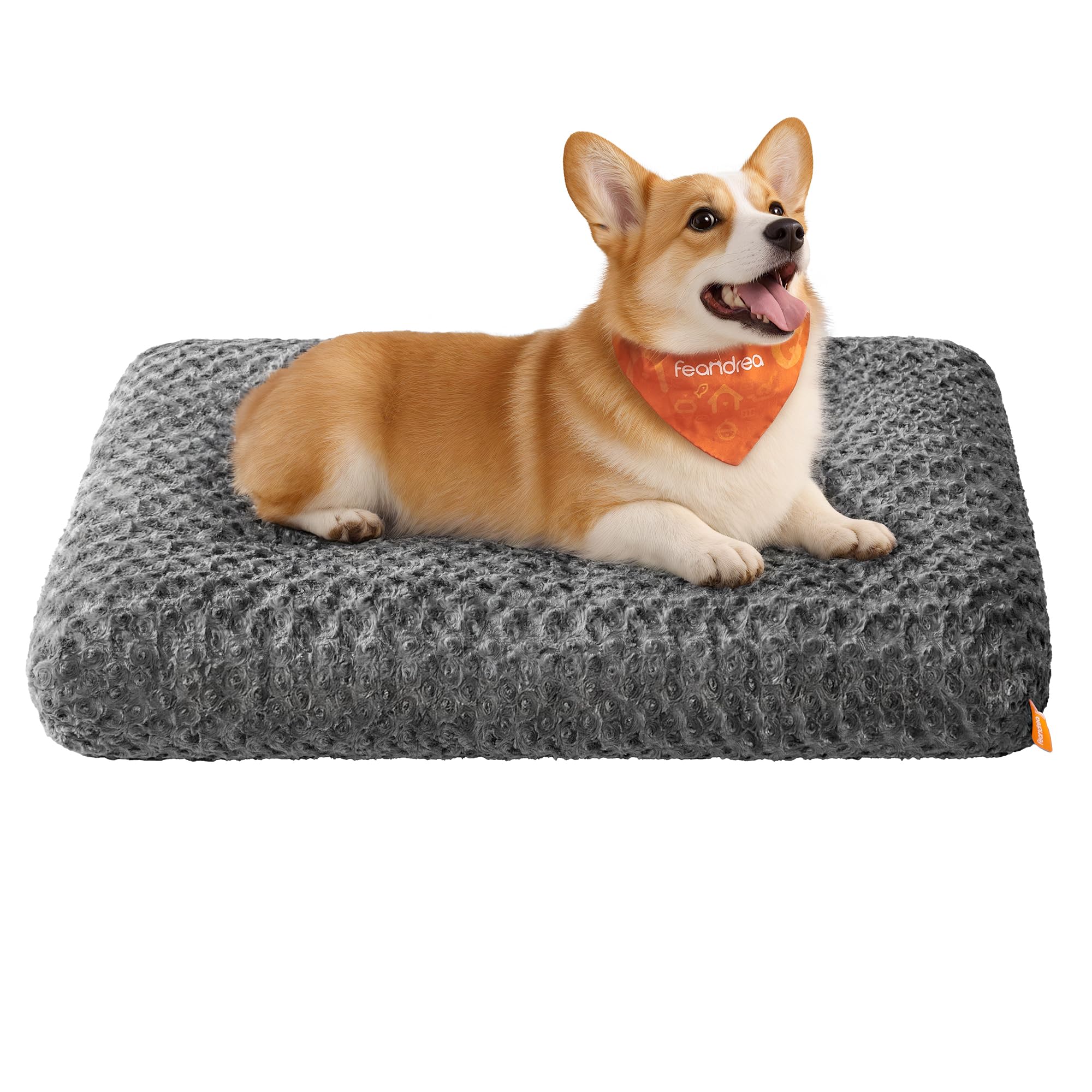 Feandrea Cuccia per Cani, Letto Cuscino per Cani di Media Taglia, L, Morbido Tappetino di Peluche, 95 x 60 cm, Imbottitura Soffice, Lavabile, Antiscivolo, Grigio Ardesia PGW292GN01
